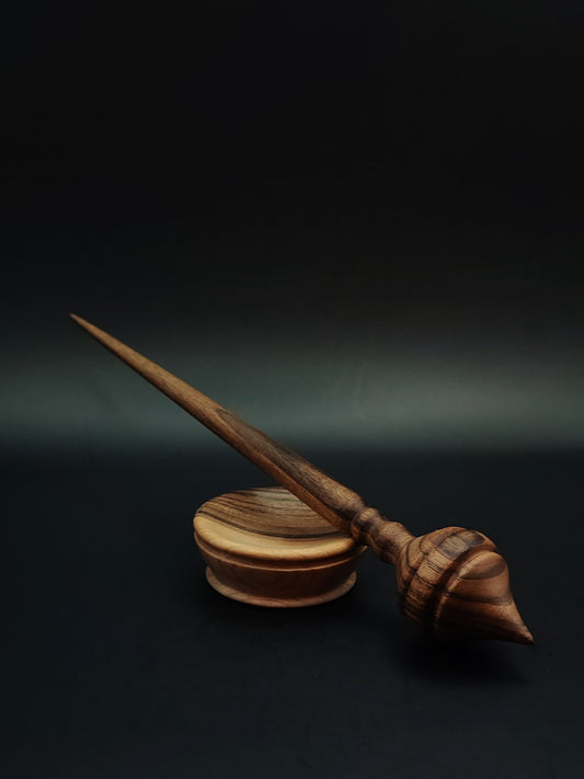 Support Spindle Set: Walnut Wood (22.5 cm / 8.86 in • 20 g / 0.71 oz) with Walnut Support Bowl