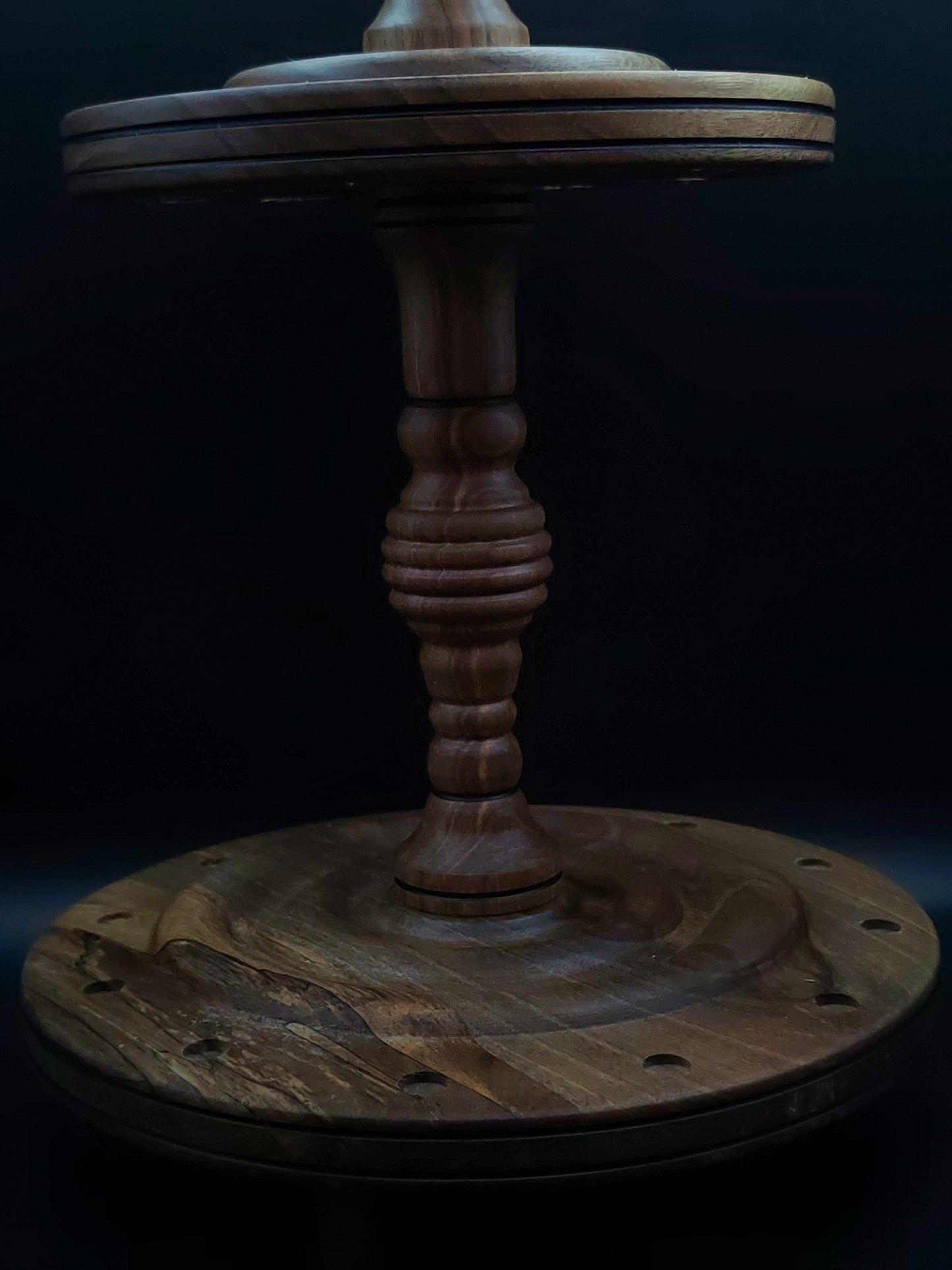 Spindle Stand: Walnut Wood (Holds 12 Spindles, 17 cm / 6.69 in Between Discs)