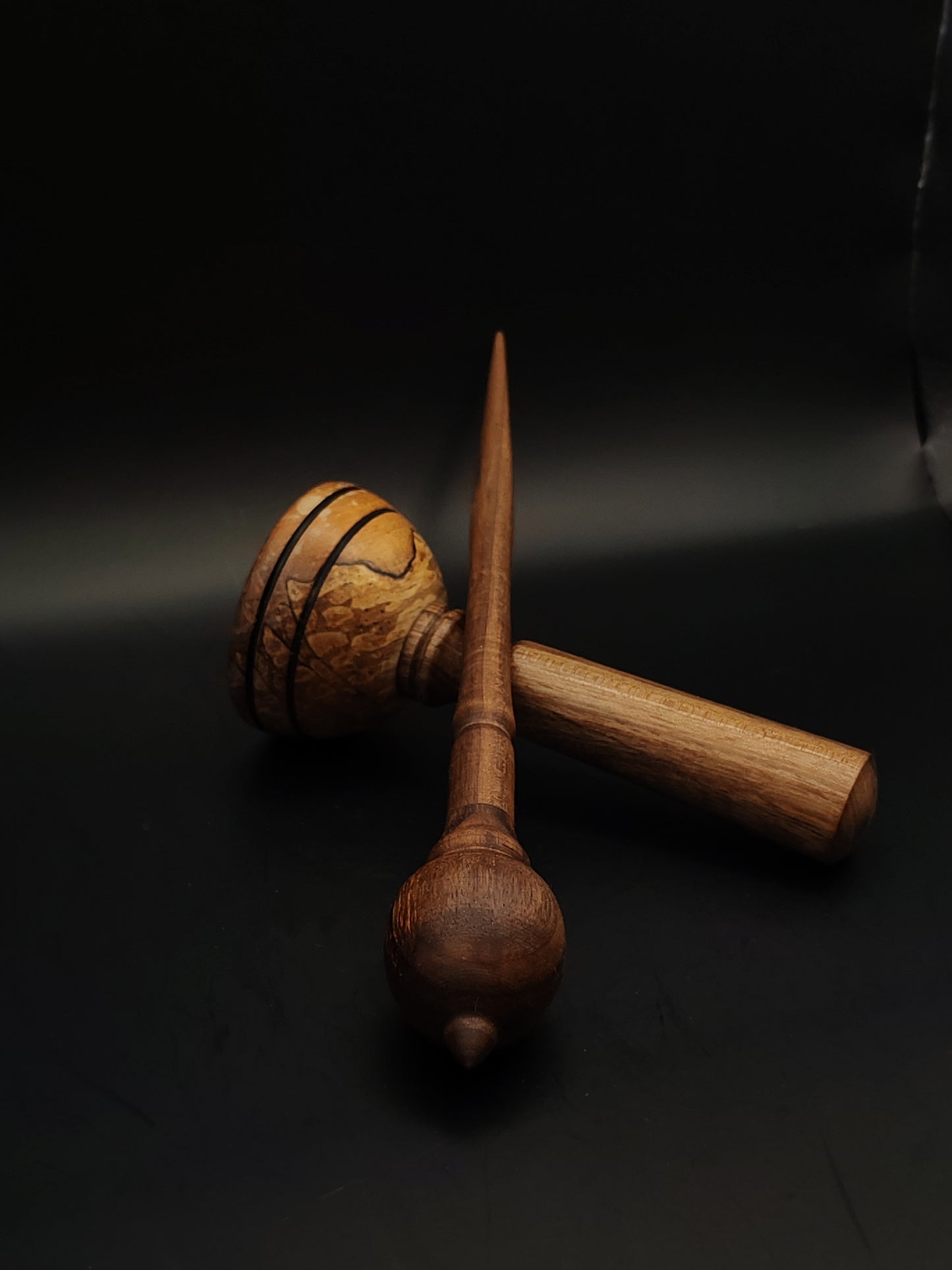 Support Spindle Set: Walnut Wood (25 cm / 9.84 in • 25 g / 0.88 oz) with Walnut and Alder Lap Support Bowl