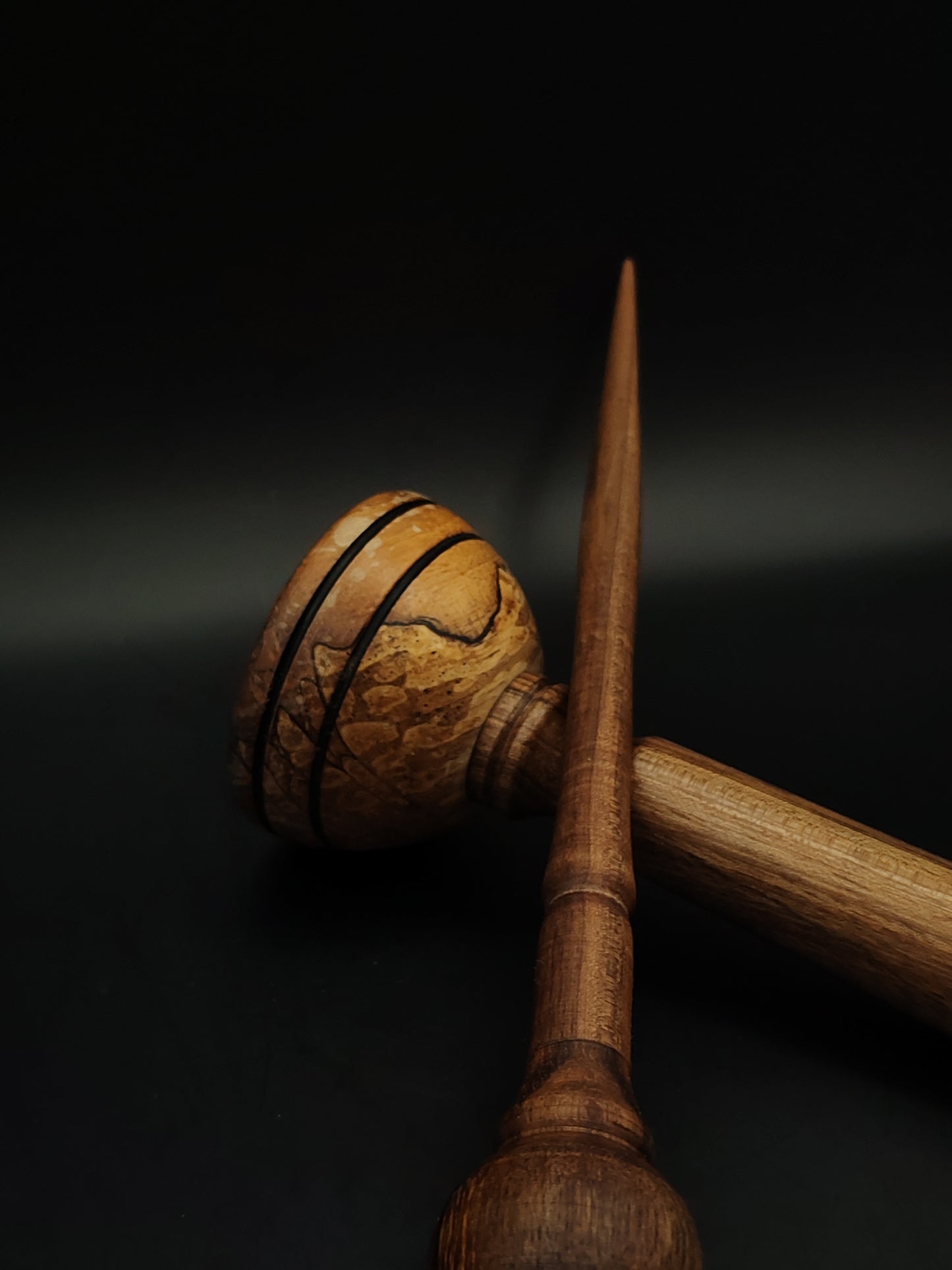 Support Spindle Set: Walnut Wood (25 cm / 9.84 in • 25 g / 0.88 oz) with Walnut and Alder Lap Support Bowl