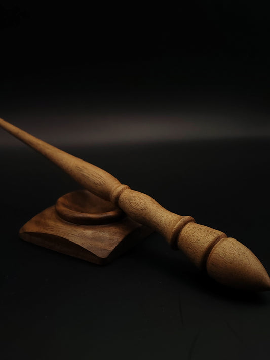 Goddess Style Support Spindle Set: Grey Walnut (24.5 cm / 9.65 in, 18 g / 0.63 oz) with Walnut Support Bowl