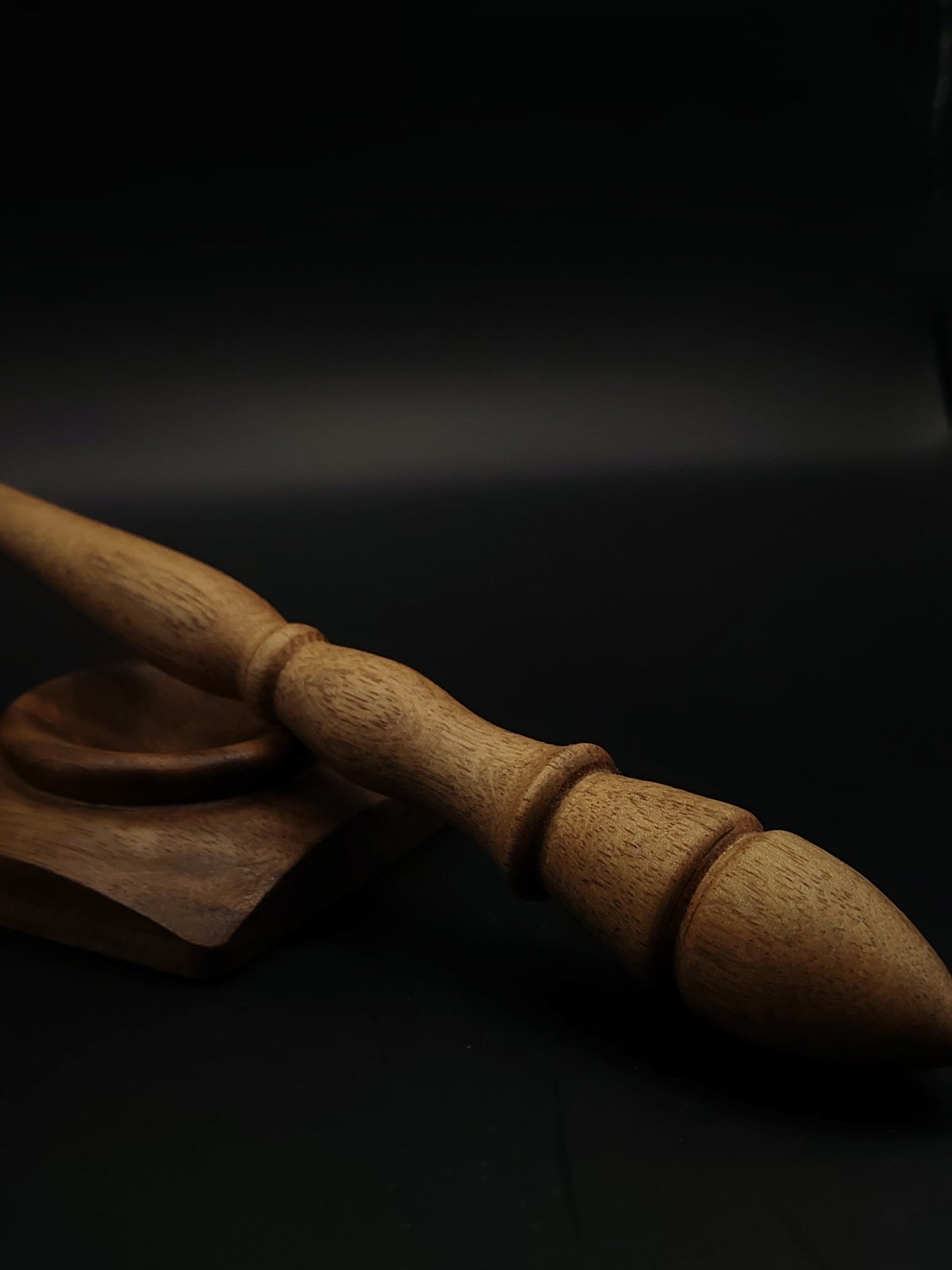 Goddess Style Support Spindle Set: Grey Walnut (24.5 cm / 9.65 in, 18 g / 0.63 oz) with Walnut Support Bowl