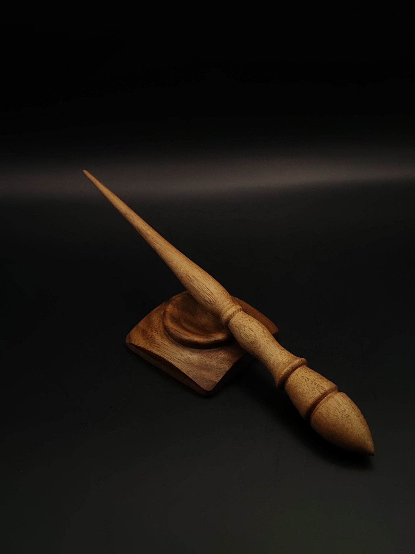 Goddess Style Support Spindle Set: Grey Walnut (24.5 cm / 9.65 in, 18 g / 0.63 oz) with Walnut Support Bowl