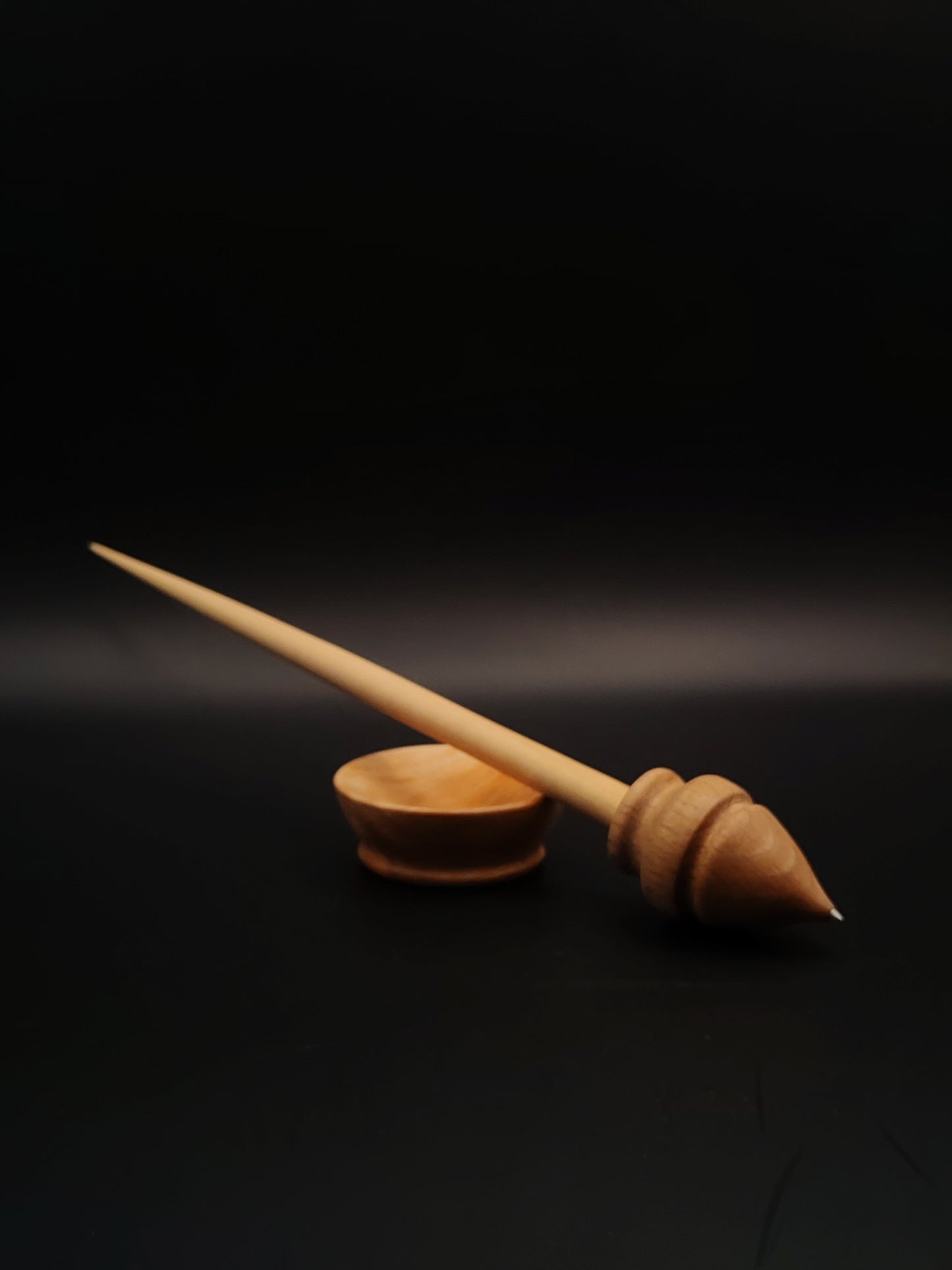 Support Spindle Set: Beech Whorl & Pear Shaft (24 cm / 9.45 in, 19 g / 0.67 oz) with Pear Wood Support Bowl