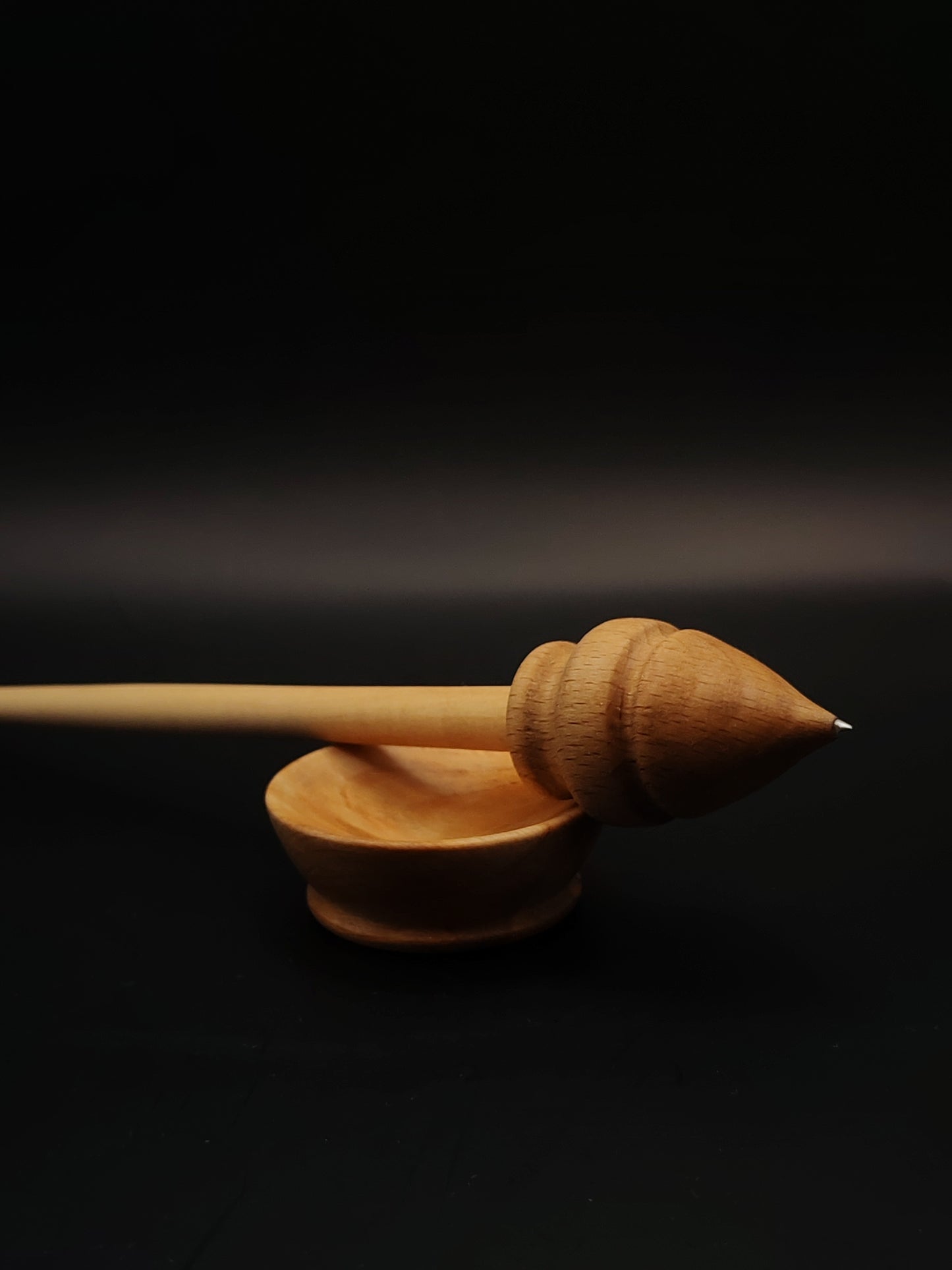 Support Spindle Set: Beech Whorl & Pear Shaft (24 cm / 9.45 in, 19 g / 0.67 oz) with Pear Wood Support Bowl