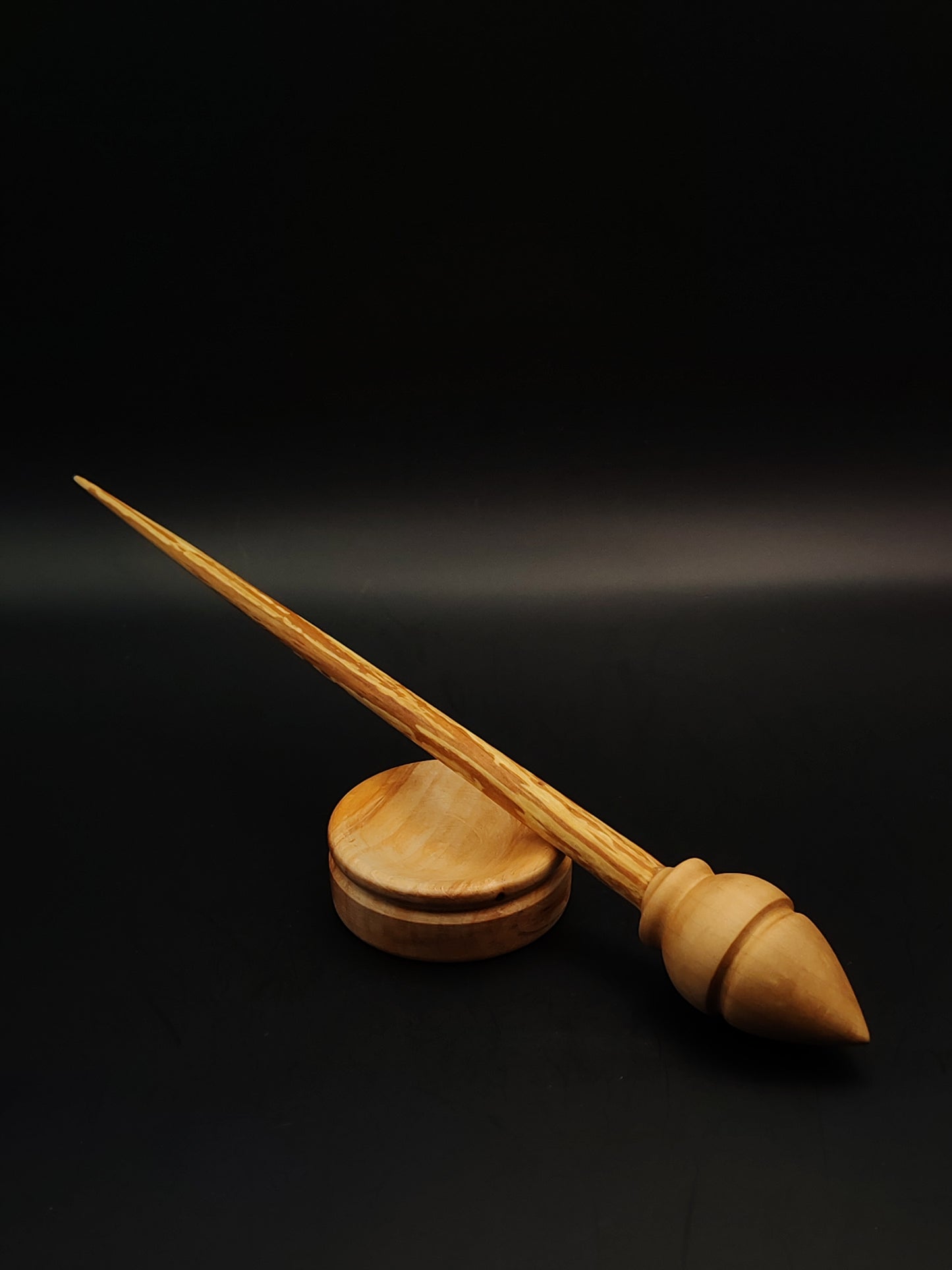 Support Spindle Set: Pear Whorl & Alder Shaft (26 cm / 10.24 in, 19 g / 0.67 oz) with Pear Support Bowl