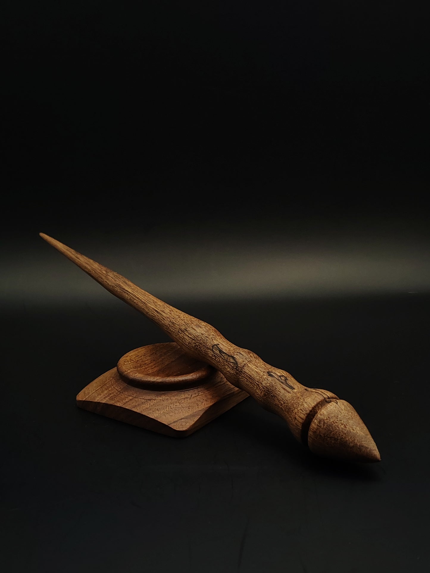 Goddess Support Spindle Set: Walnut Wood (24 cm / 9.45 in, 18 g / 0.63 oz) with Walnut Support Bowl
