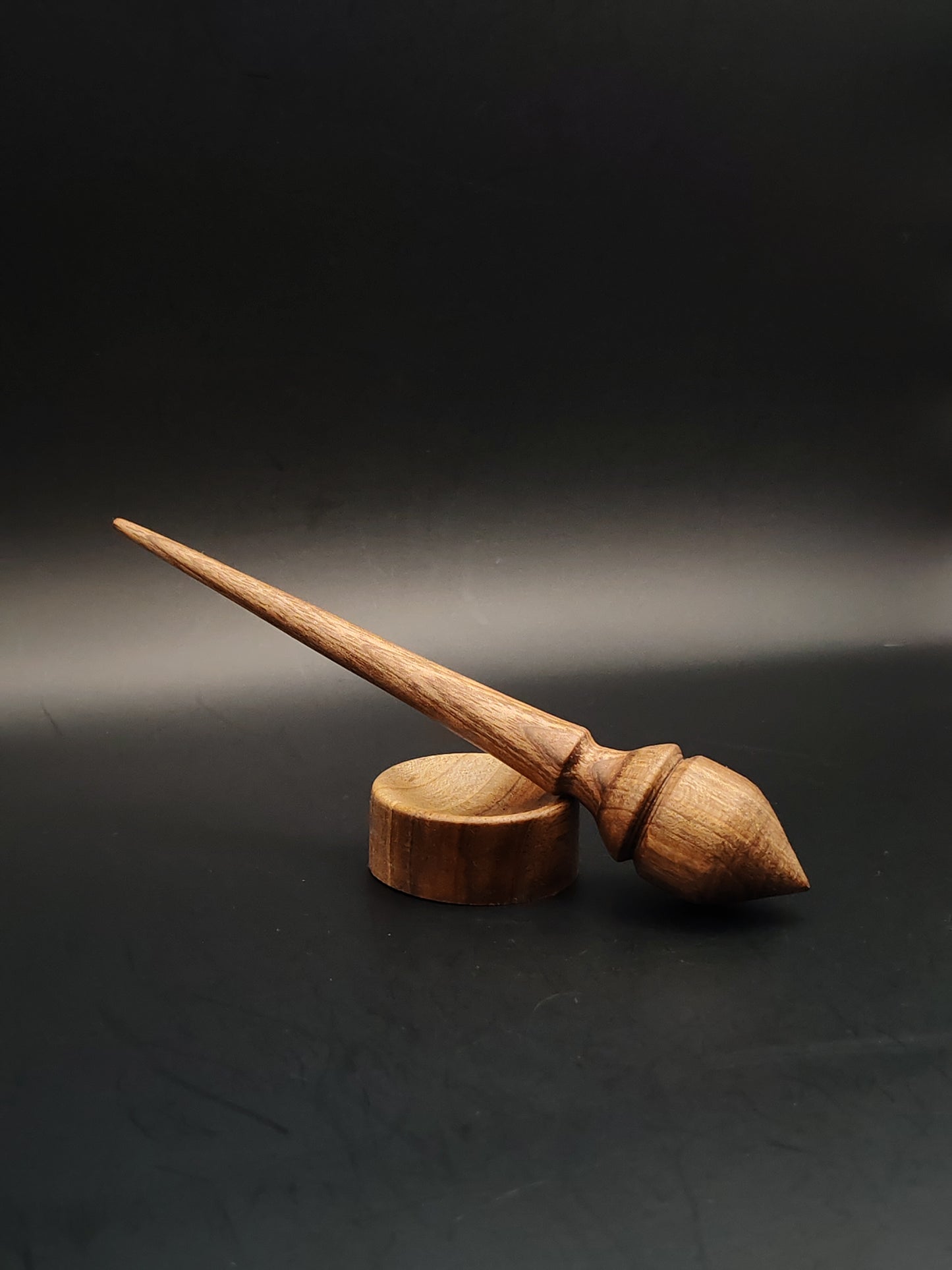 Mini Walnut Support Spindle Set – 13g / 0.46oz, 15cm / 5.9in – With Tiny Walnut Support Bowl | Compact Spinning Tool | Organic Wax Finish