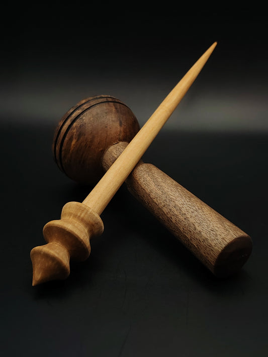 Support Spindle Set: Pear Wood (23.5 cm / 9.25 in, 15 g / 0.53 oz) with Walnut Lap Support Bowl