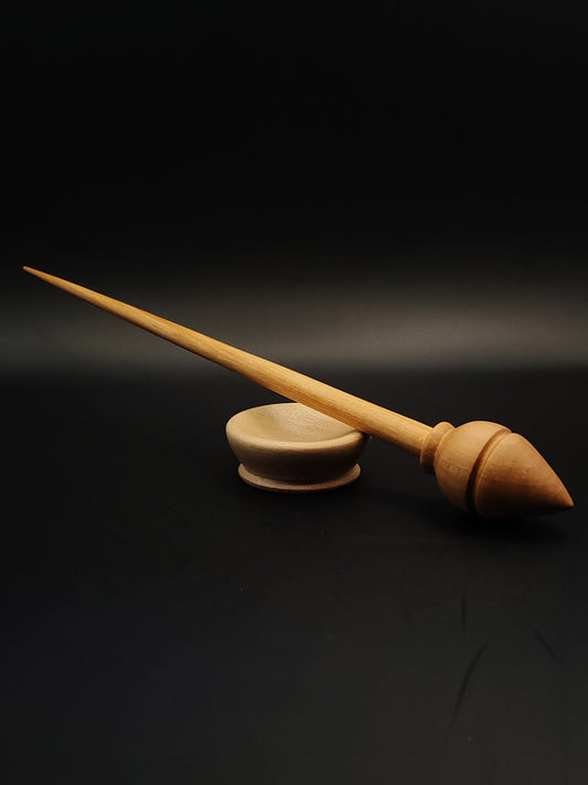Support Spindle Set – Pear Whorl & Beech Shaft – 21g / 0.74oz, 27cm / 10.62in – With White Walnut Support Bowl