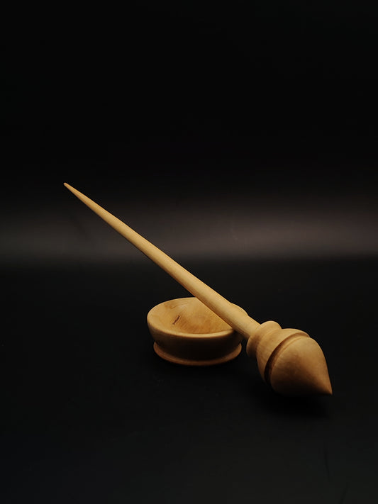 Apple Wood Support Spindle Set – 16g / 0.56oz, 24.5cm / 9.64in – With Matching Apple Support Bowl | Organic Wax Finish