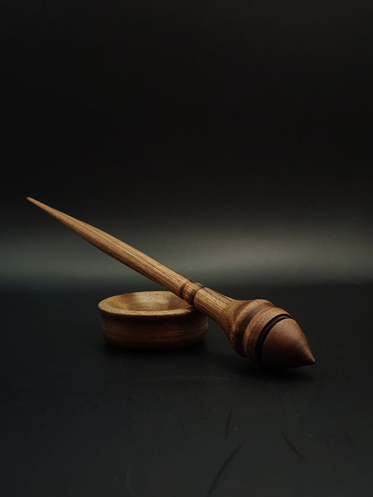 Support Spindle Set: Walnut Wood (23.5 cm / 9.25 in, 20 g / 0.71 oz) with Walnut Support Bowl