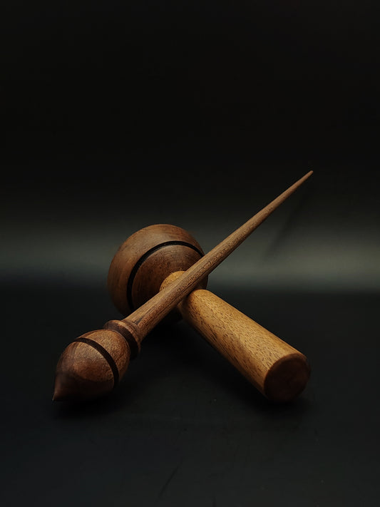 Support Spindle Set: Walnut Wood (26 cm / 10.24 in, 20 g / 0.71 oz) with Walnut Lap Support Bowl