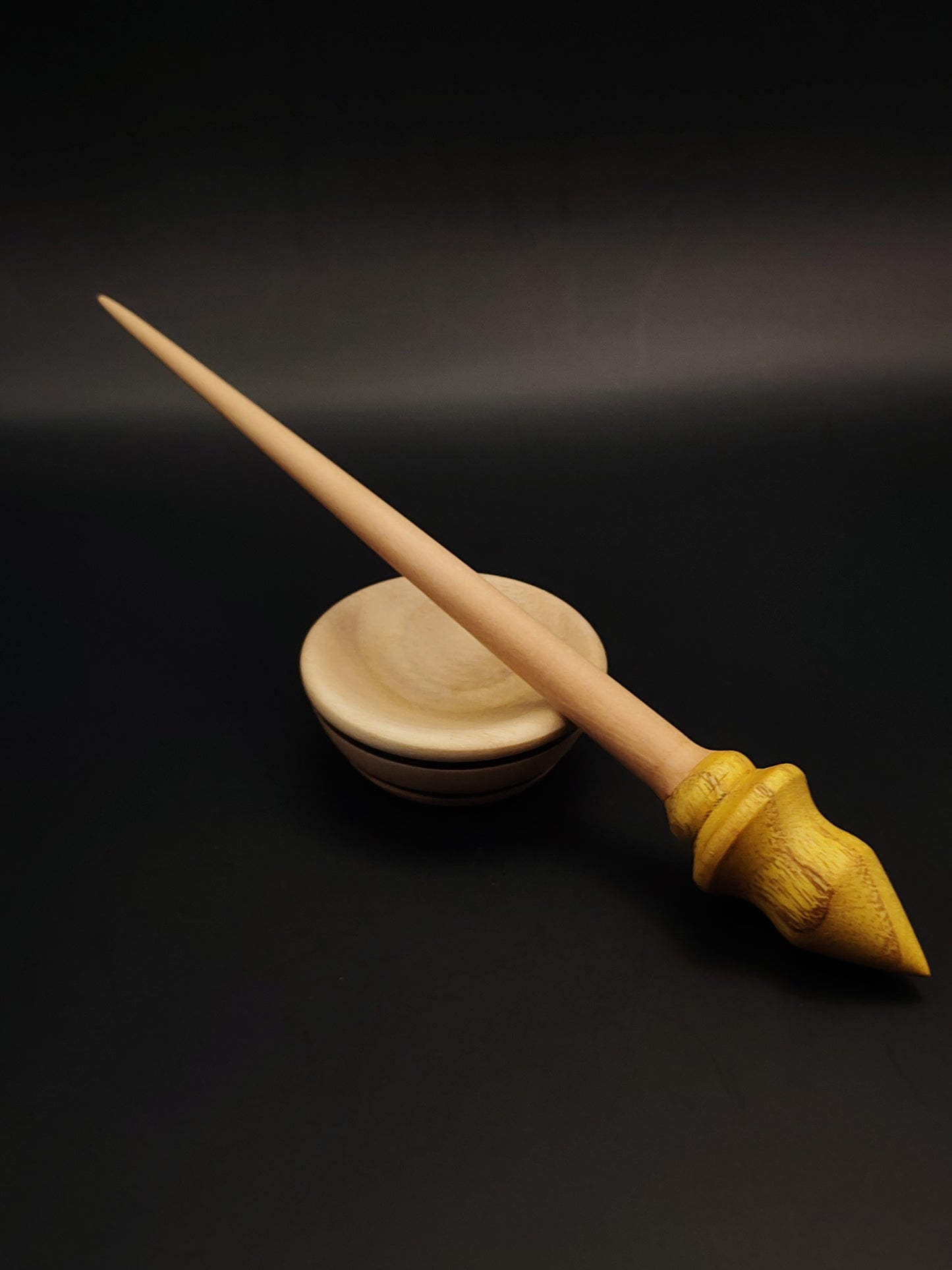 Mini Support Spindle Set: Mulberry Whorl & Pear Shaft (19.5 cm / 7.68 in, 10 g / 0.35 oz) with Pear Support Bowl
