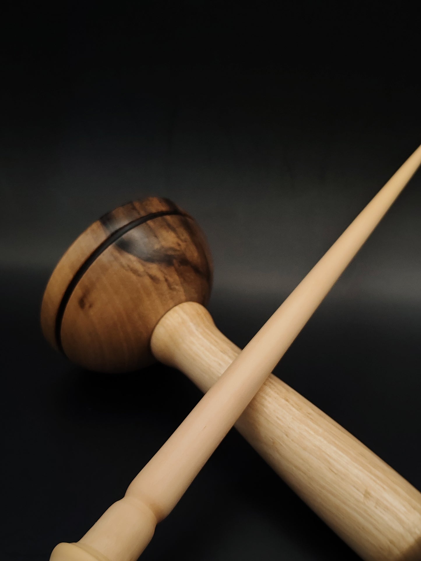 Support Spindle Set – White Pear (Panta) Wood – 33g / 1.16oz, 28.5cm / 11.22in – With Walnut Lap Support Bowl | Organic Wax Finish