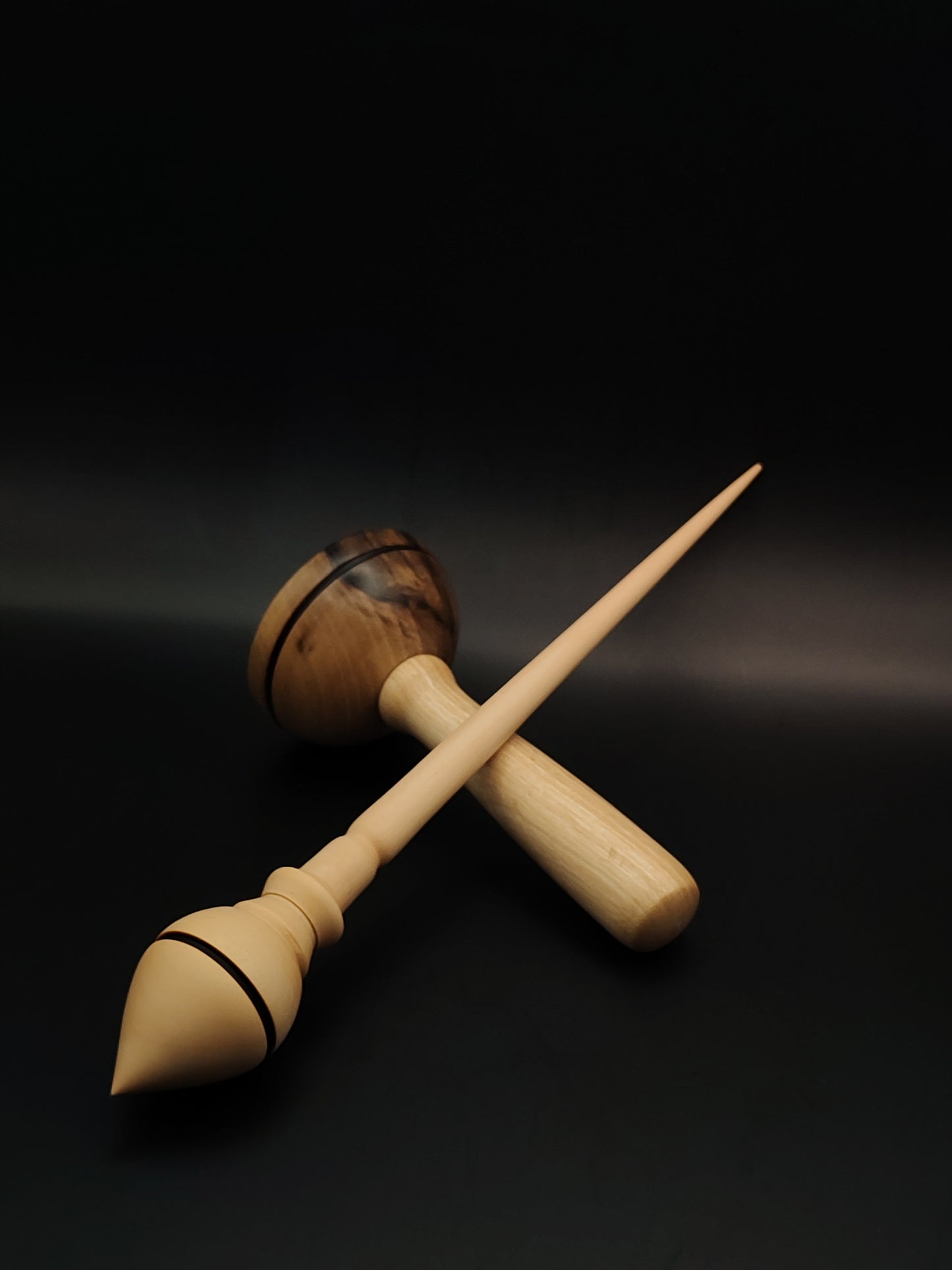 Support Spindle Set – White Pear (Panta) Wood – 33g / 1.16oz, 28.5cm / 11.22in – With Walnut Lap Support Bowl | Organic Wax Finish