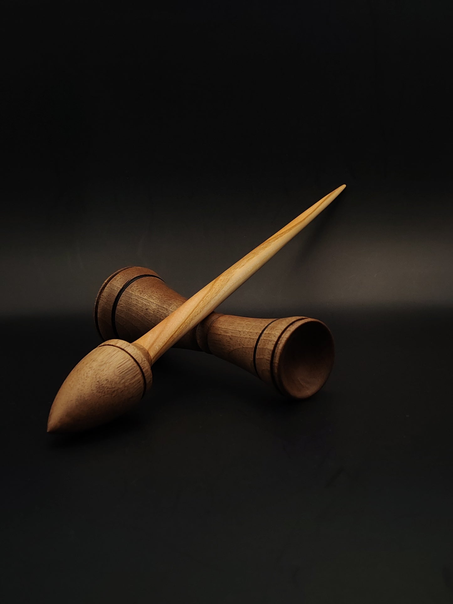 Support Spindle Set – Walnut Whorl & Pear Shaft – 26g / 0.92oz, 28cm / 11.02in – With Walnut Lap Support Bowl | Organic Wax Finish