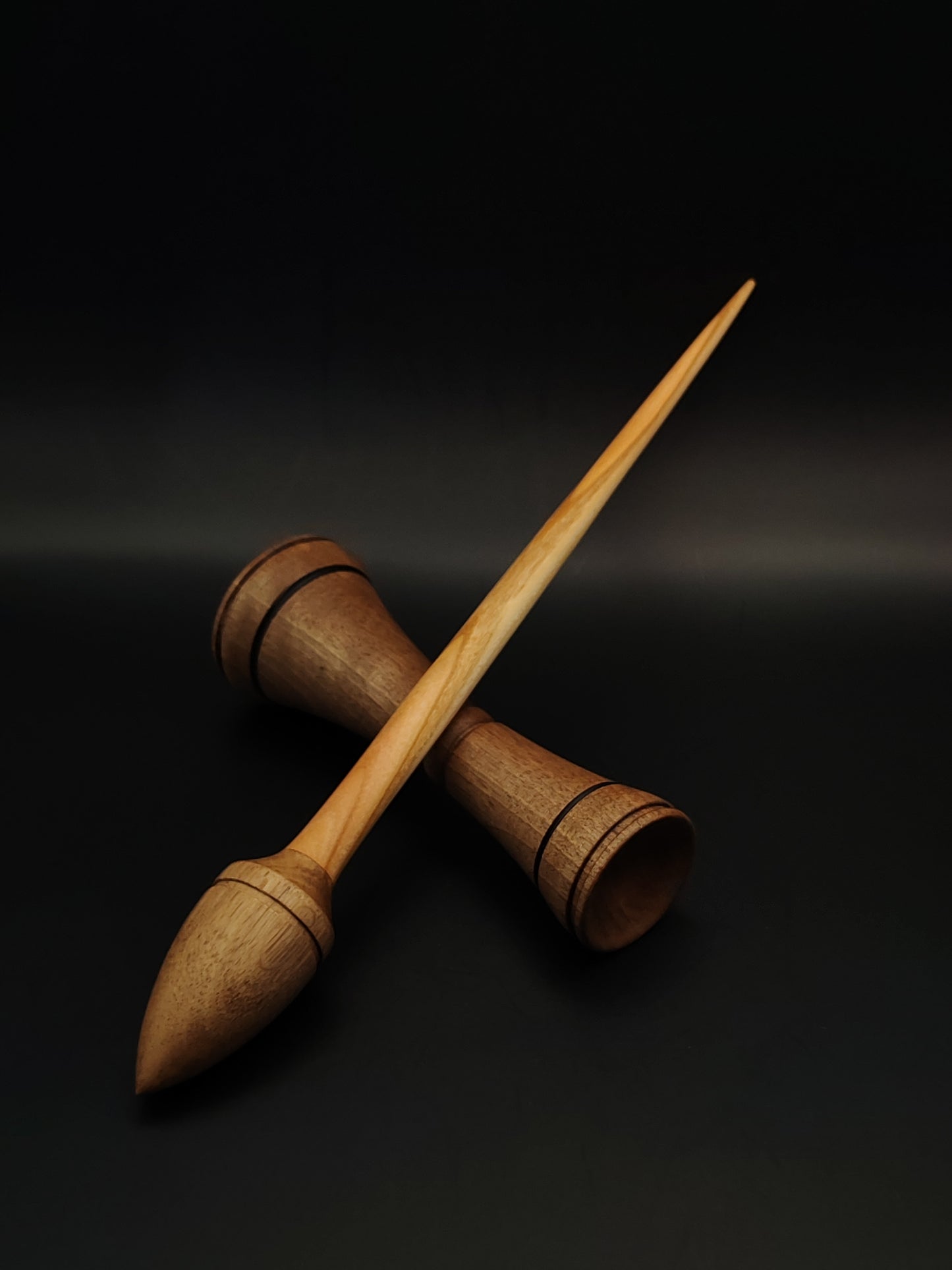 Support Spindle Set – Walnut Whorl & Pear Shaft – 26g / 0.92oz, 28cm / 11.02in – With Walnut Lap Support Bowl | Organic Wax Finish