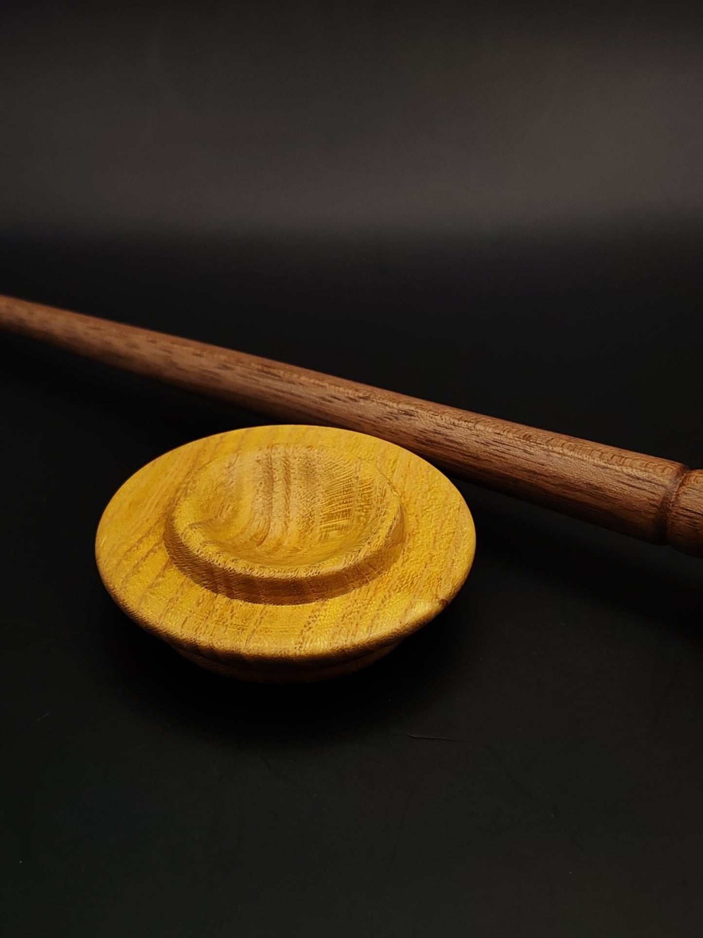 Walnut Support Spindle Set – 31g / 1.09oz, 27cm / 10.62in – With Mulberry Support Bowl | Heavy Spindle for Medium to Thick Fibers | Organic Wax Finish | Kravelli Spindles