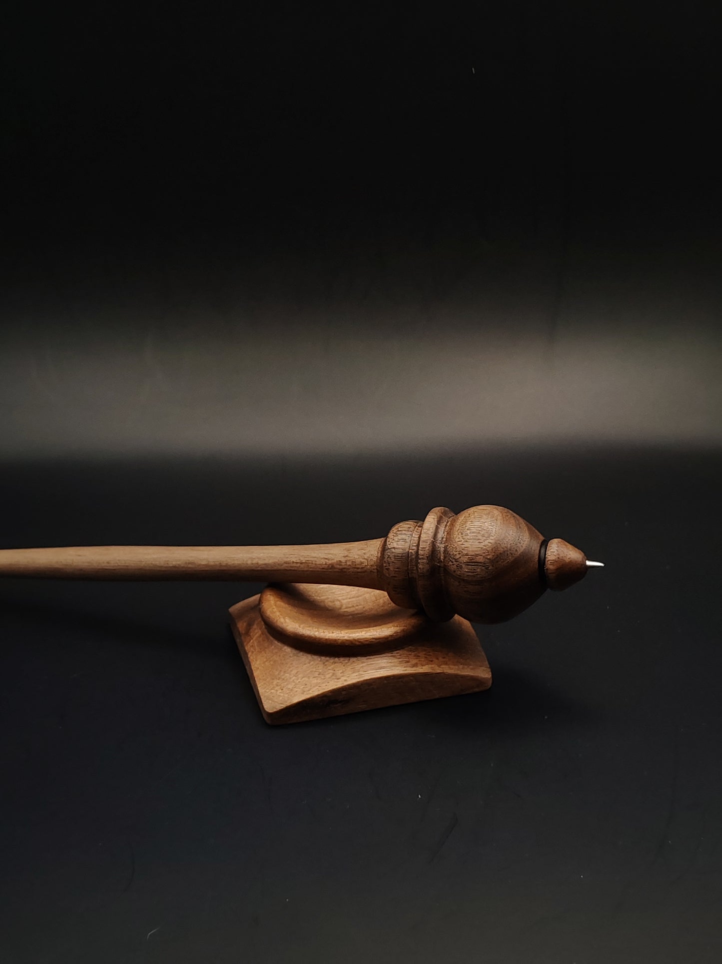 Walnut Support Spindle Set with Stainless Steel Tip – 26g / 0.92oz, 28cm / 11.02in – With Walnut Support Bowl | Durable Spindle for Smooth Supported Spinning | Kravelli Spindles