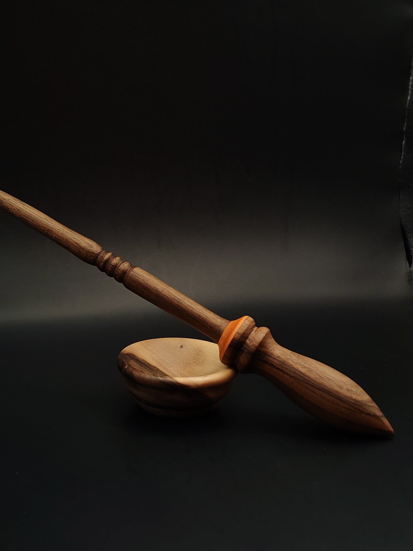 Artisan Support Spindle – Walnut & Rosewood (26 cm / 10.2″, 23 g / 0.81 oz) + Walnut Spinning Bowl | Handmade by Kravelli