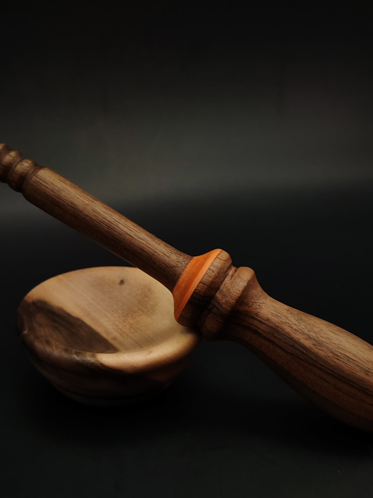 Artisan Support Spindle – Walnut & Rosewood (26 cm / 10.2″, 23 g / 0.81 oz) + Walnut Spinning Bowl | Handmade by Kravelli