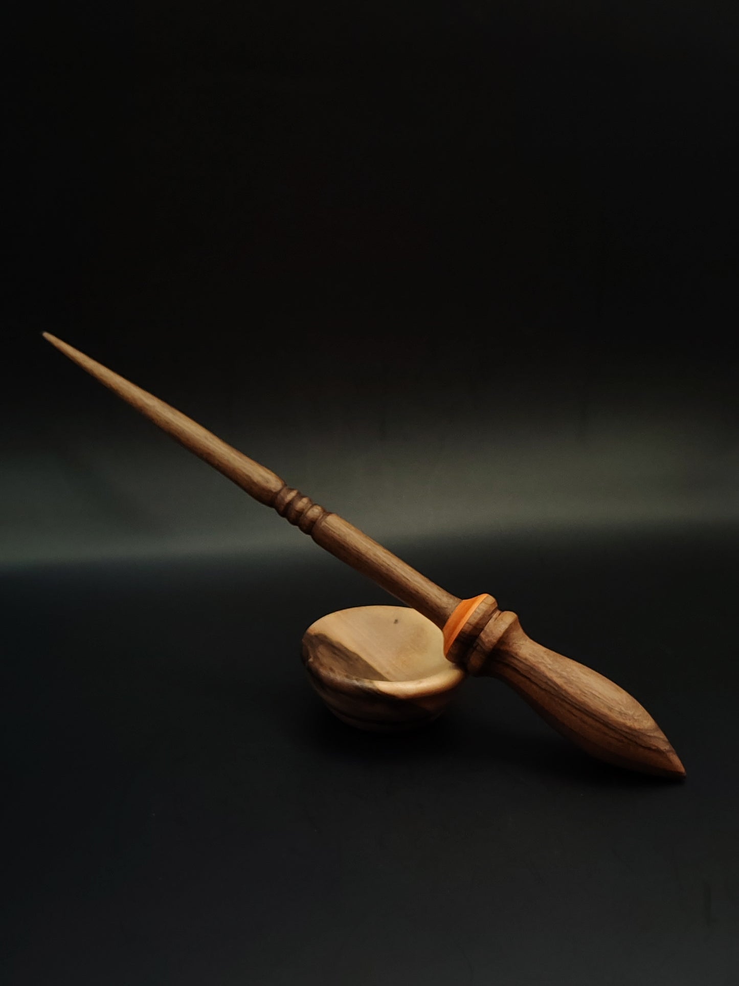 Artisan Support Spindle – Walnut & Rosewood (26 cm / 10.2″, 23 g / 0.81 oz) + Walnut Spinning Bowl | Handmade by Kravelli