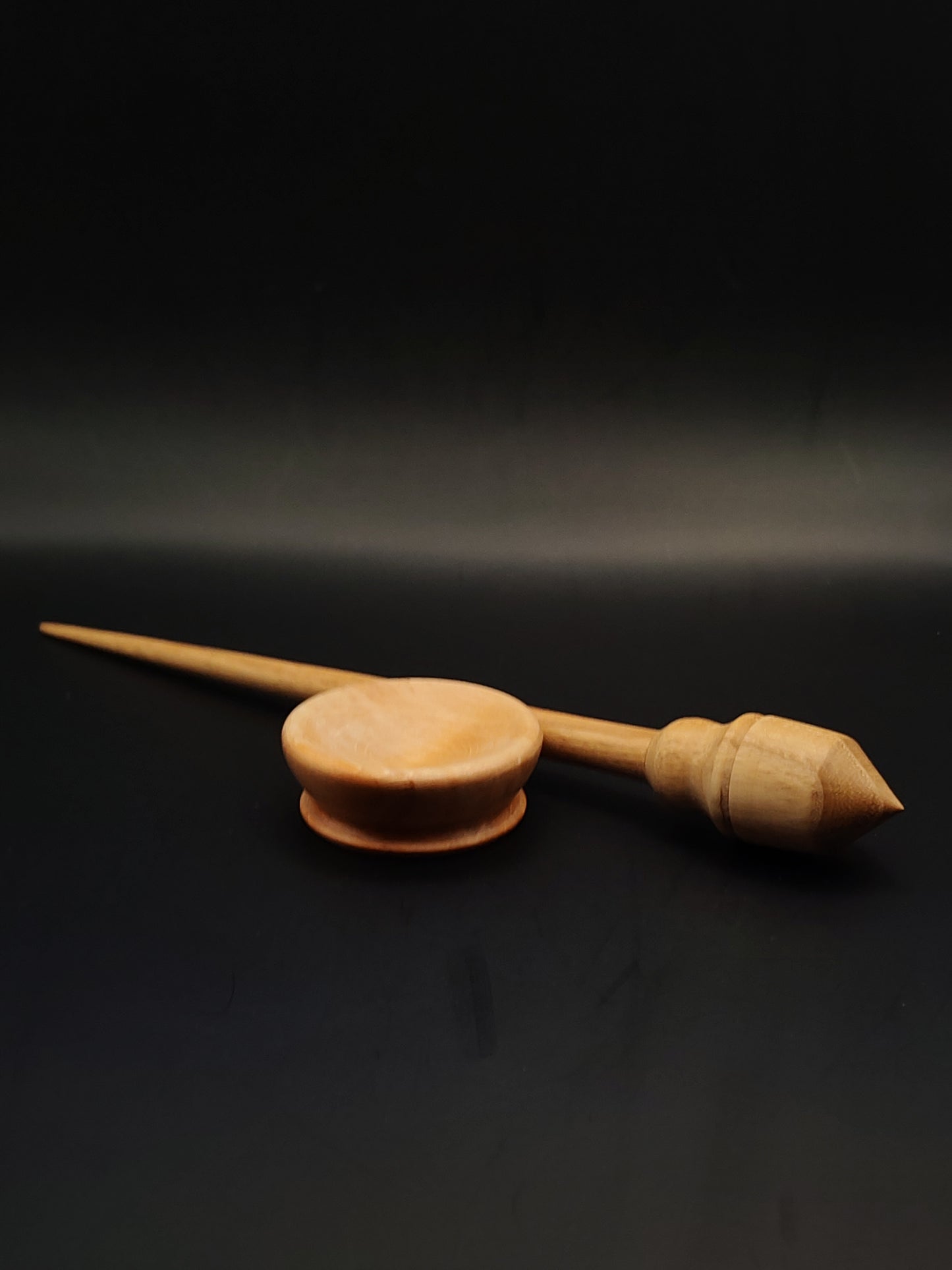 Oak Support Spindle Set – 25g / 0.88oz, 25.5cm / 10.03in – With Beech Support Bowl | Medium Spindle for Supported Spinning | Organic Wax Finish | Kravelli Spindles