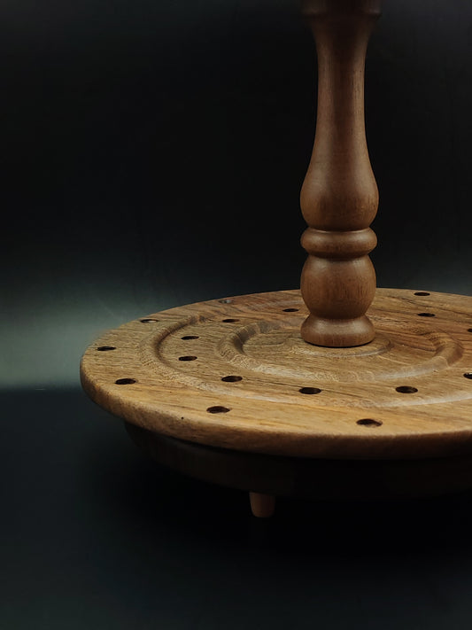 Walnut Spindle Stand – 24-Spindle Organizer for Drop & Support Spindles | Solid Walnut Display Rack for Fiber Artists | Organic Wax Finish | Kravelli