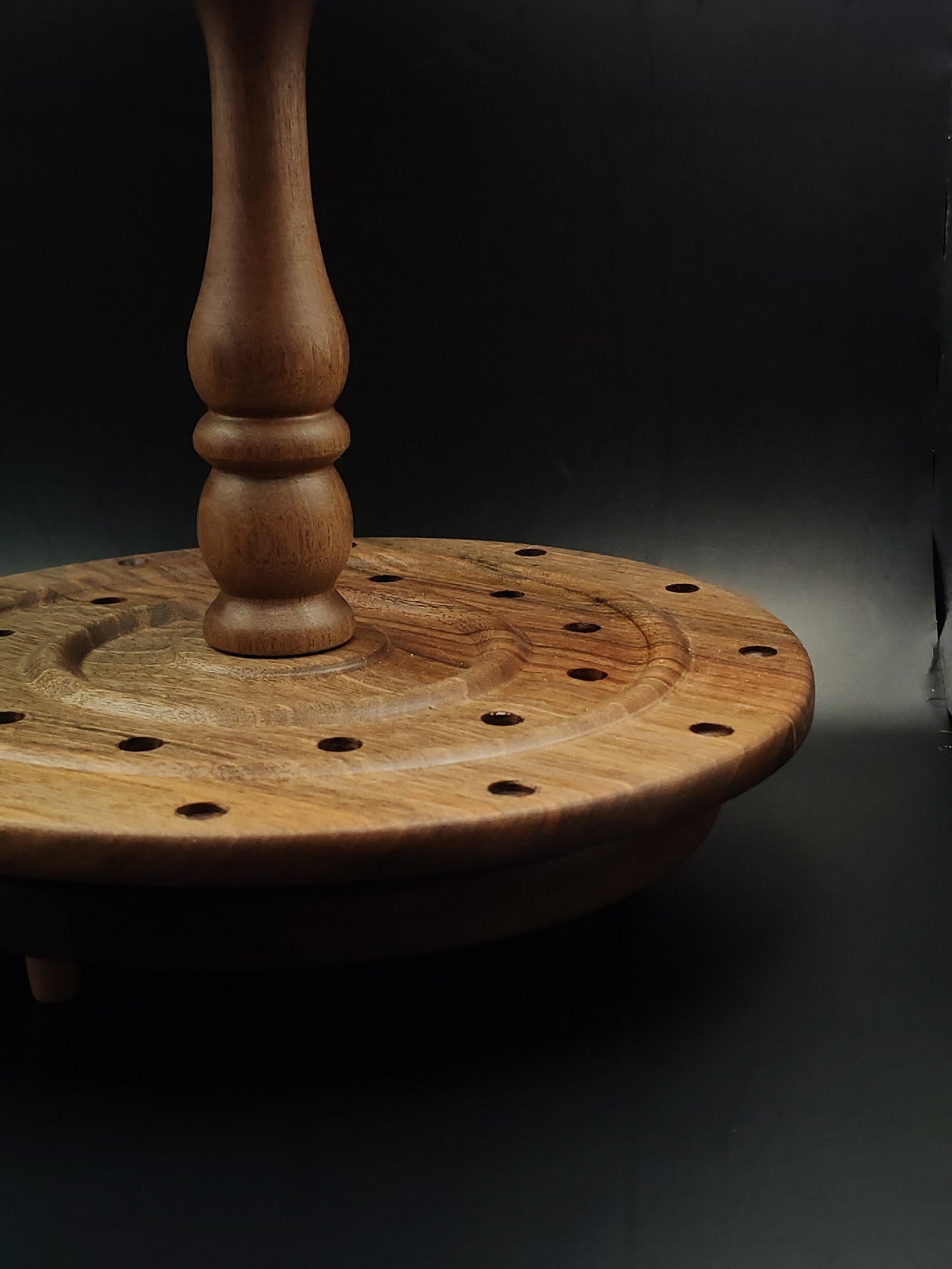 Walnut Spindle Stand – 24-Spindle Organizer for Drop & Support Spindles | Solid Walnut Display Rack for Fiber Artists | Organic Wax Finish | Kravelli