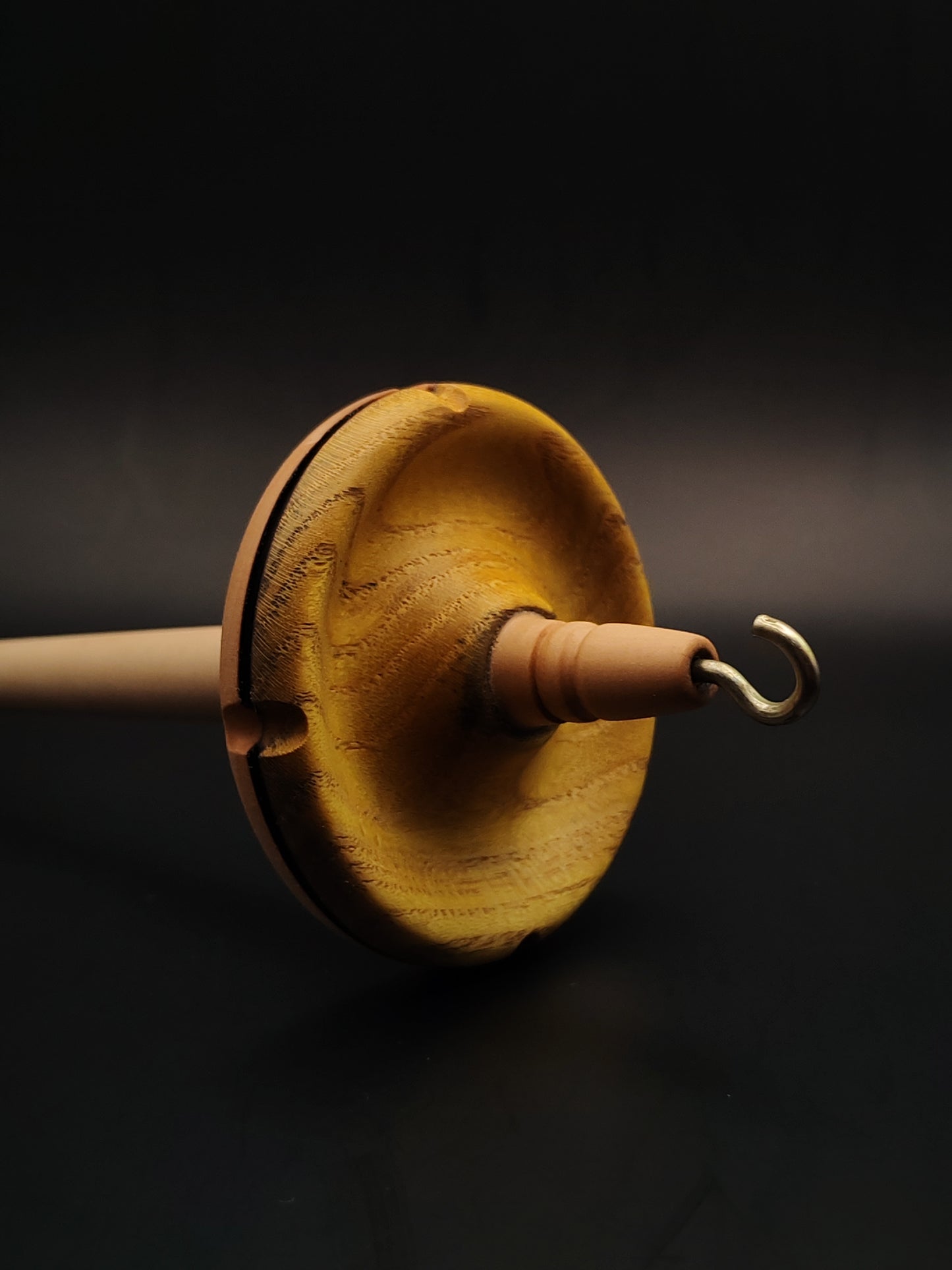Drop Spindle – 32g / 1.12oz, 27cm / 10.62in – Apple Shaft with Pear & Mulberry Whorl | Balanced Spindle for Hand Spinning | Kravelli Spindles