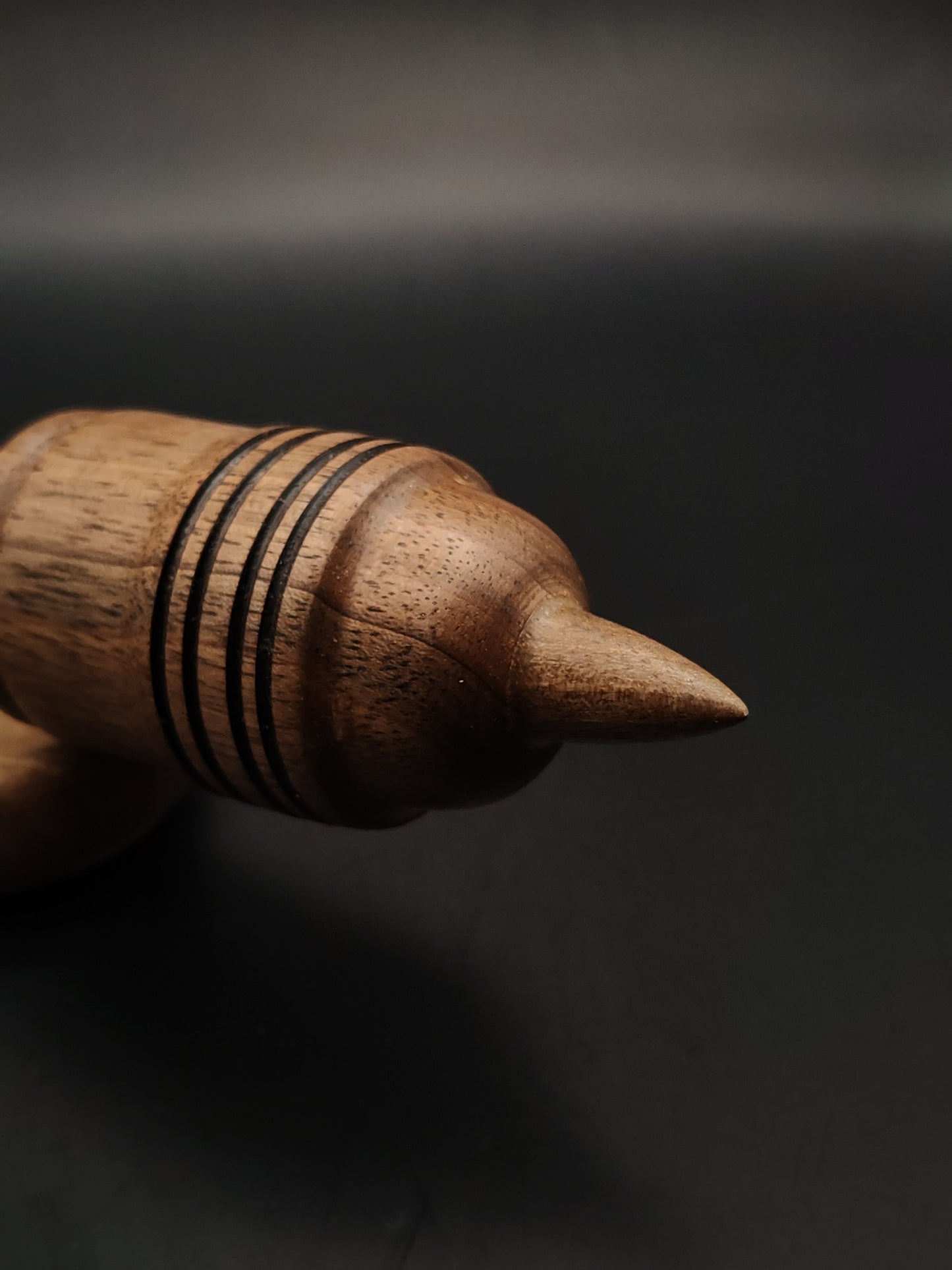 Heavy Walnut Support Spindle Set – 46g / 1.62oz, 28.5cm / 11.22in – With Walnut Support Bowl | Strong Spindle for Supported Spinning & Plying | Kravelli Spindles
