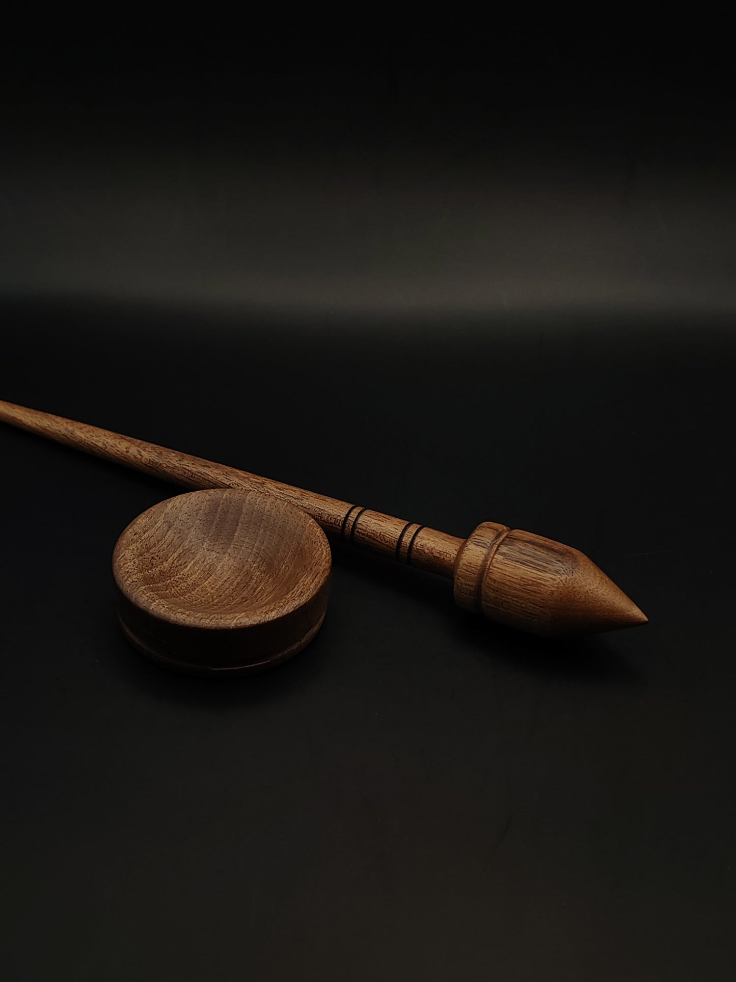 Walnut Support Spindle with Matching Bowl | 18g / 25cm | Lightweight Handcrafted Spinning Tool Set
