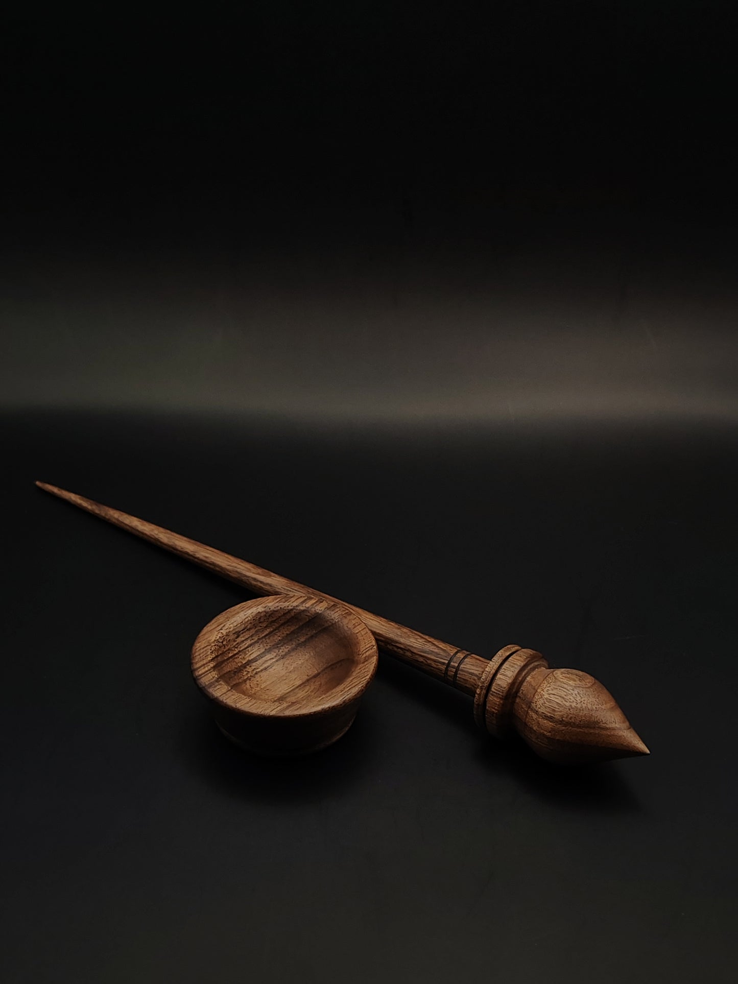 Walnut Support Spindle Set – 18g / 0.63oz, 25cm / 9.84in – With Walnut Support Bowl | Lightweight & Balanced Spindle for Supported Spinning | Kravelli Spindles