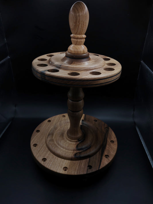 Crafted Walnut Spindle Organizer with Oak Accent – 12 Spindle Capacity (17 cm / 6.69 in Spacing)