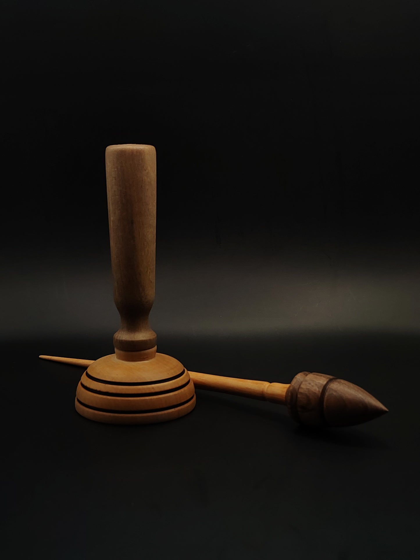 Support Spindle – 17g / 0.59oz, 26cm / 10.23in – Pear Shaft and Walnut Whorl | With Apple & Grey Walnut Lap Support Bowl