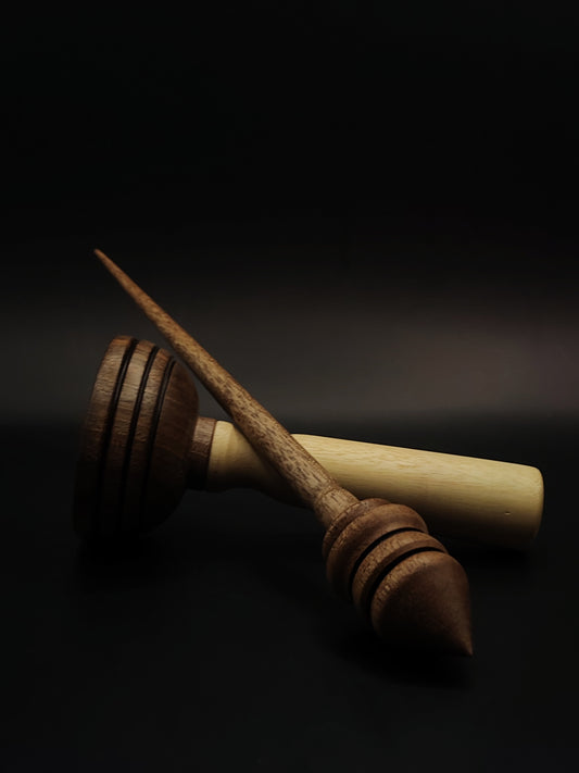 Support Spindle Set: Walnut (25 cm / 9.84 in, 20 g / 0.71 oz) with Apple & Walnut Lap Support Bowl