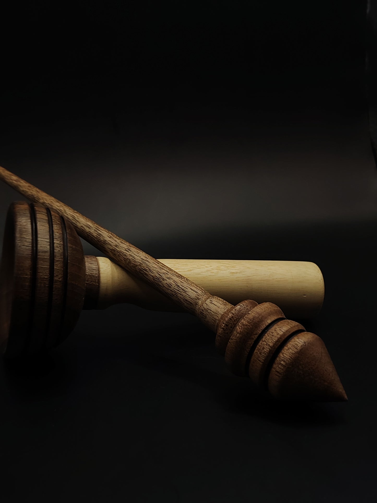 Support Spindle Set: Walnut (25 cm / 9.84 in, 20 g / 0.71 oz) with Apple & Walnut Lap Support Bowl