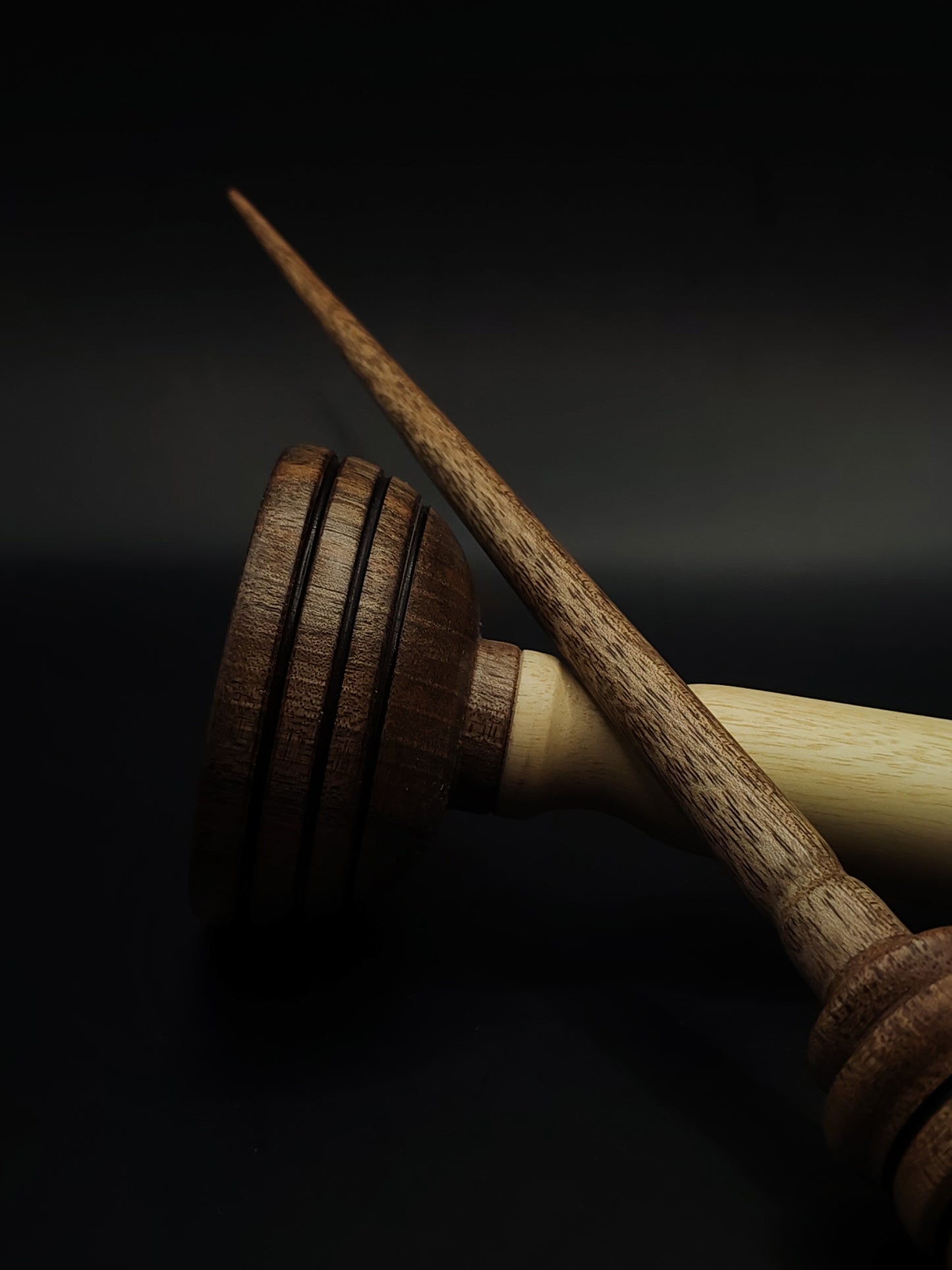 Support Spindle Set: Walnut (25 cm / 9.84 in, 20 g / 0.71 oz) with Apple & Walnut Lap Support Bowl