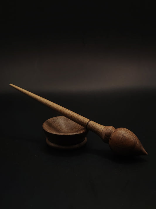 Support Spindle Set: Walnut (16 cm / 6.3 in, 10 g / 0.35 oz) with Tiny Walnut Support Bowl