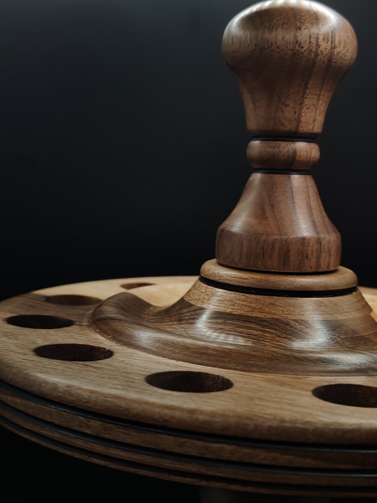 12-Spindle Stand – All-Walnut Wood | Drop & Support Spindle Organizer | Rotating Display for Spindles | Kravelli Artisan Tool Rack