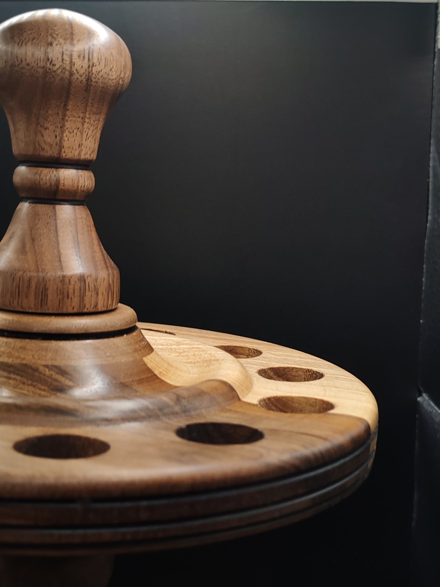 12-Spindle Stand – All-Walnut Wood | Drop & Support Spindle Organizer | Rotating Display for Spindles | Kravelli Artisan Tool Rack