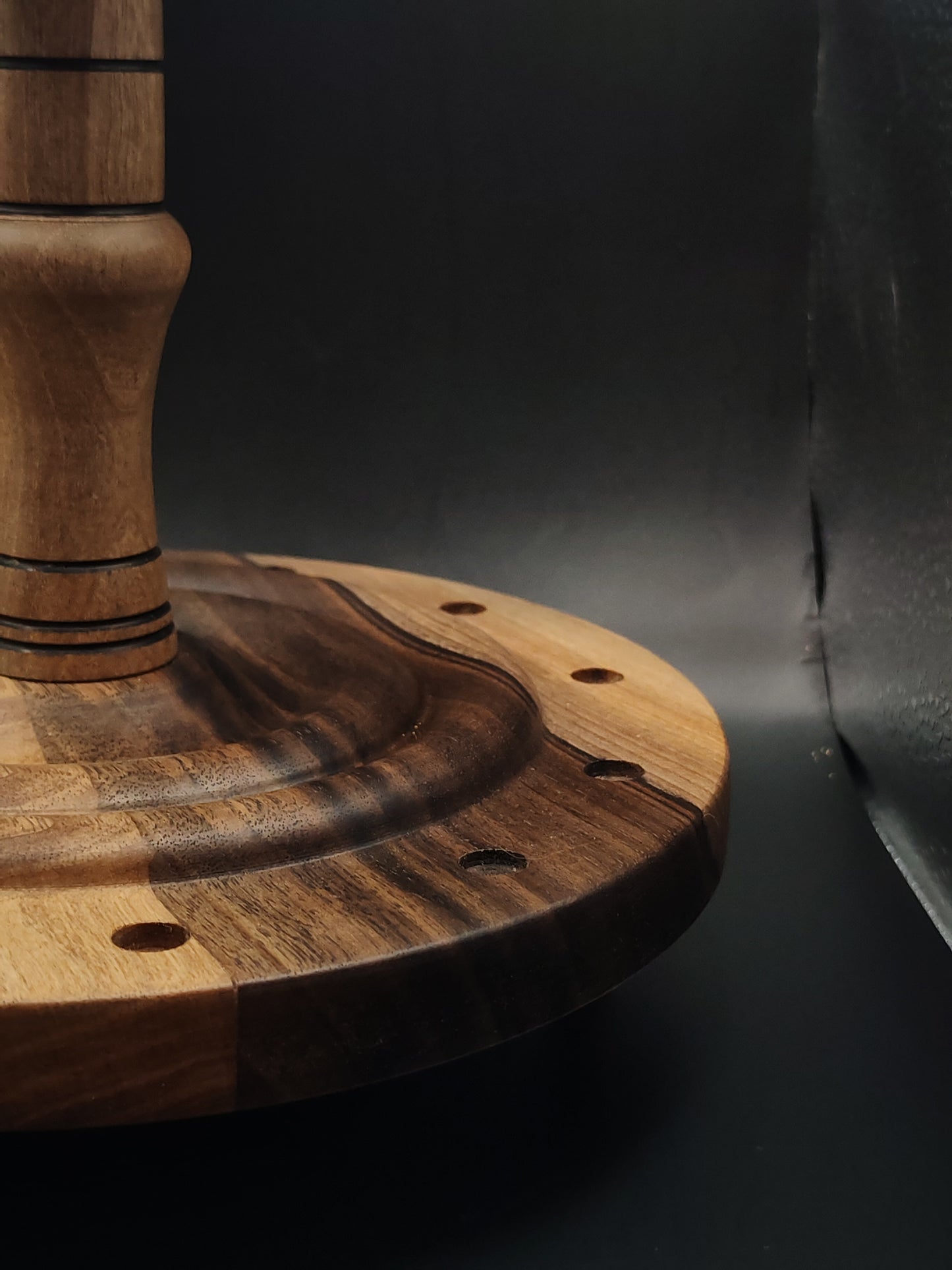 12-Spindle Stand – All-Walnut Wood | Drop & Support Spindle Organizer | Rotating Display for Spindles | Kravelli Artisan Tool Rack