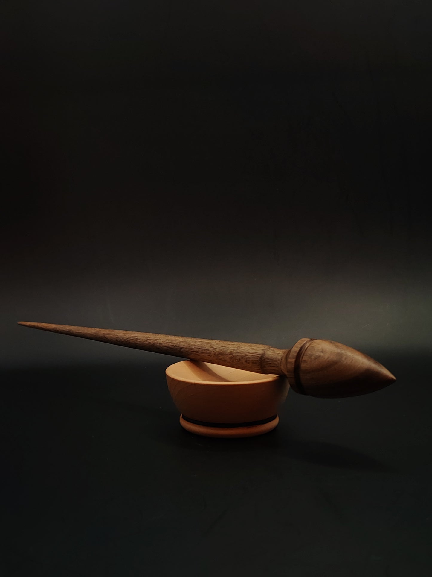 Support Spindle – 17g / 0.59oz, 25.5cm / 10.03in – Walnut Wood | With Pear Support Bowl | Lightweight Hand Spindle | Kravelli Spindle Set