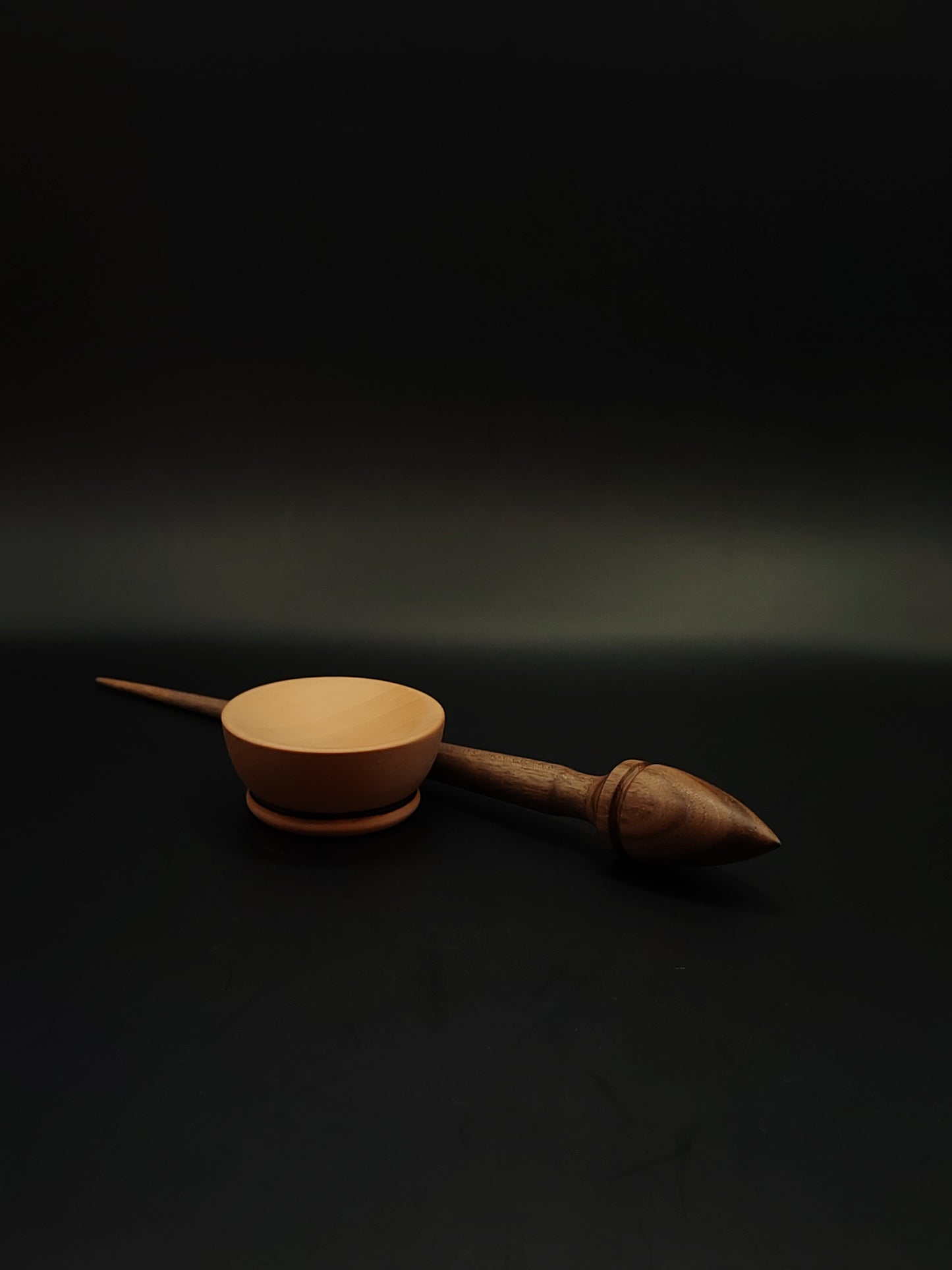 Support Spindle – 17g / 0.59oz, 25.5cm / 10.03in – Walnut Wood | With Pear Support Bowl | Lightweight Hand Spindle | Kravelli Spindle Set