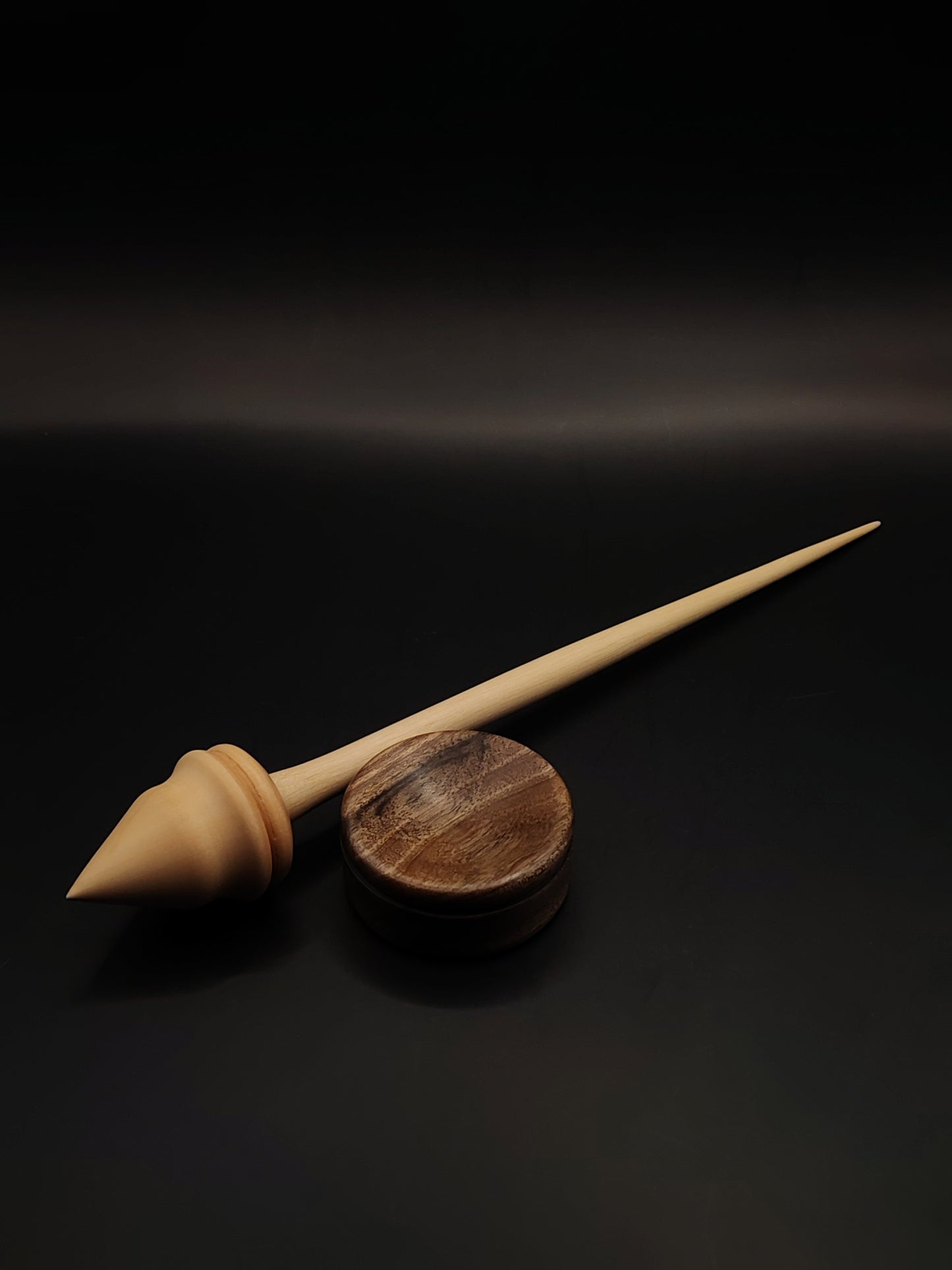 Support Spindle Set: Pear Whorl & Apple Shaft (28 cm / 11.02 in, 29 g / 1.02 oz) with Walnut Support Bowl
