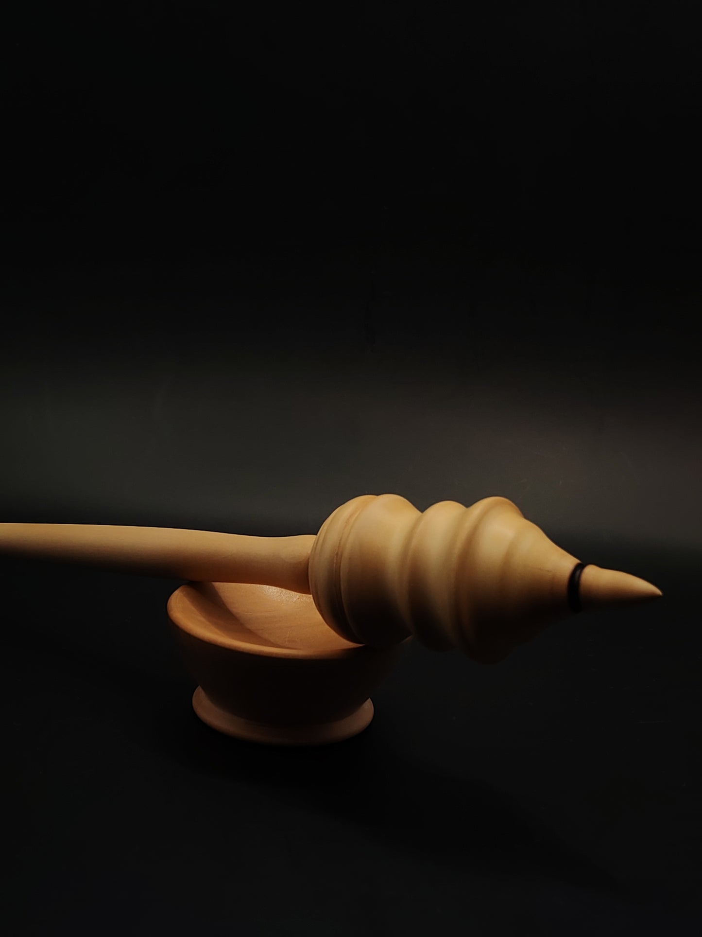 Unique Pear Wood Support Spindle – 38g / 1.34oz, 30cm / 11.8in | With Matching Pear Support Bowl | Artisan Spinning Tool | Kravelli