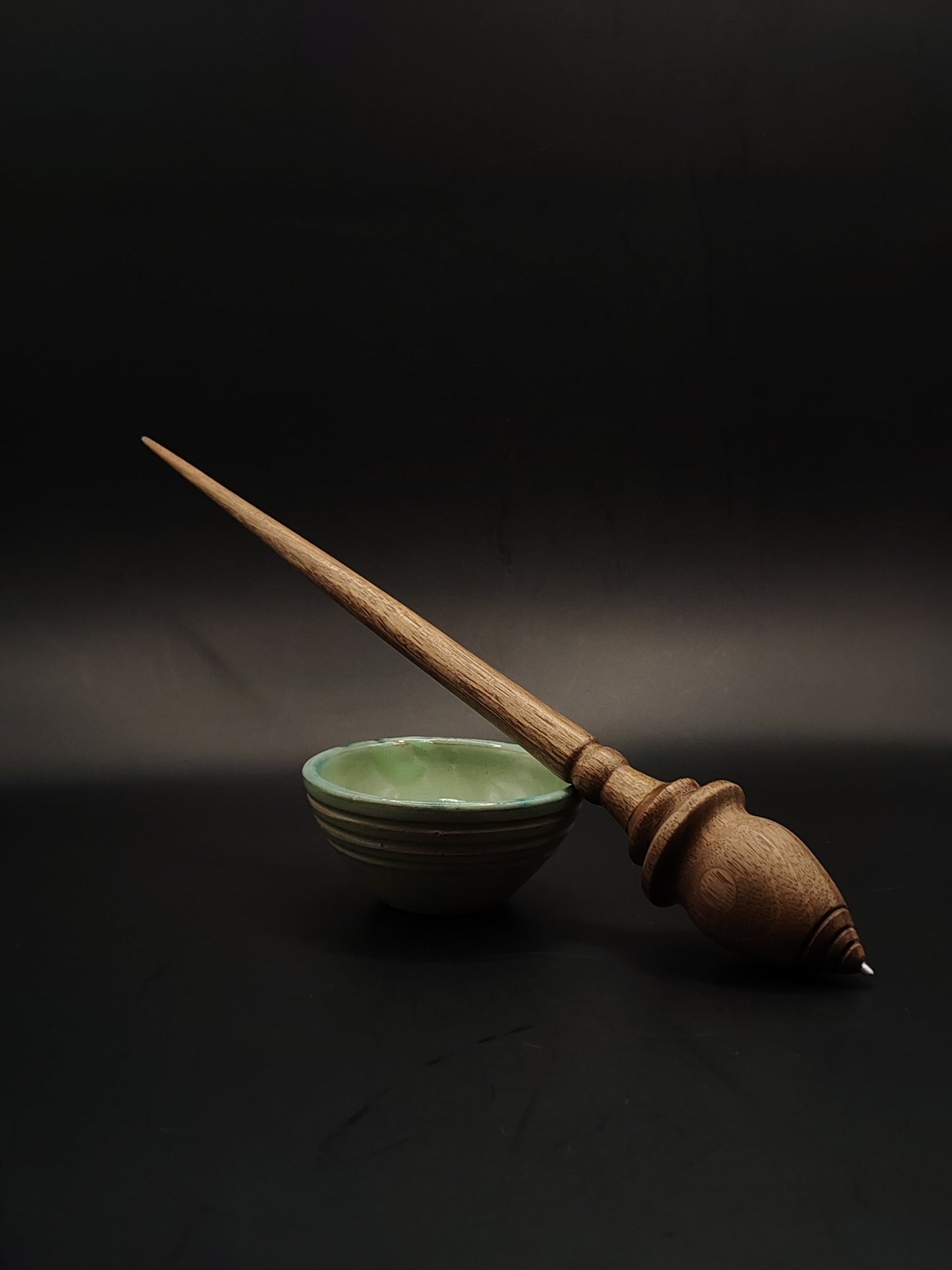 Metal-Tipped Support Spindle with Complimentary Ceramic Bowl | 30g / 26cm | Handmade Spinning Tool for Precision & Speed
