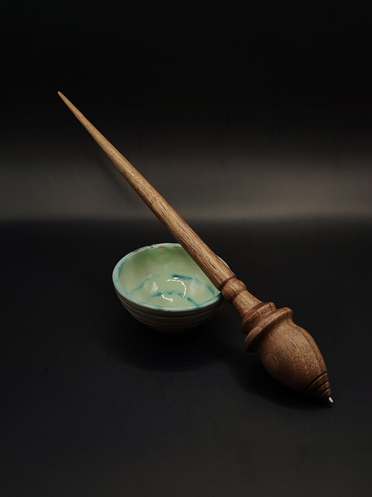 Metal-Tipped Support Spindle with Complimentary Ceramic Bowl | 30g / 26cm | Handmade Spinning Tool for Precision & Speed