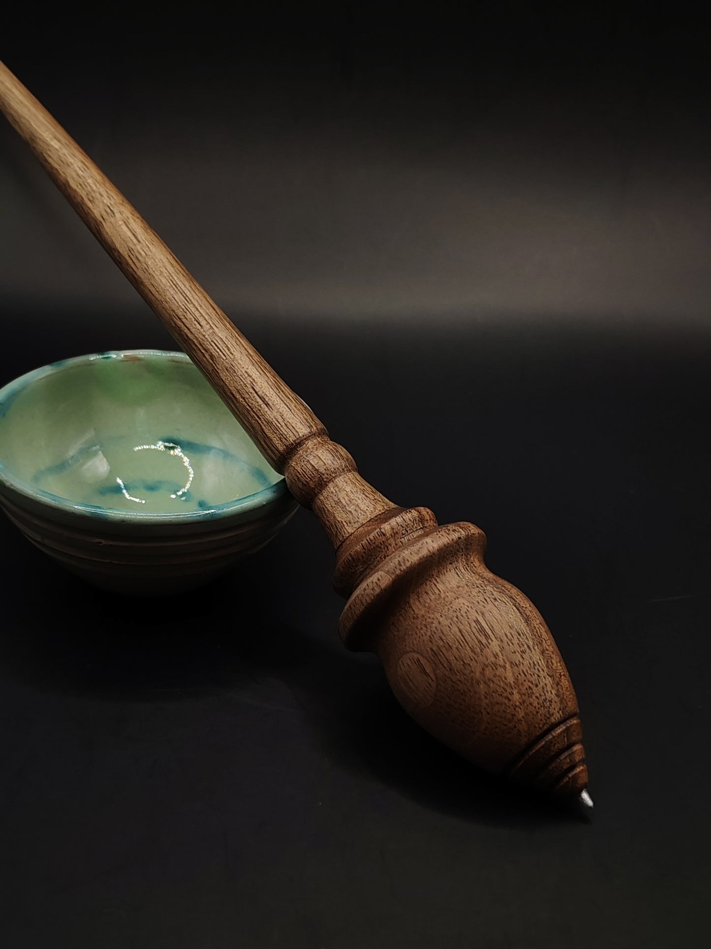 Metal-Tipped Support Spindle with Complimentary Ceramic Bowl | 30g / 26cm | Handmade Spinning Tool for Precision & Speed